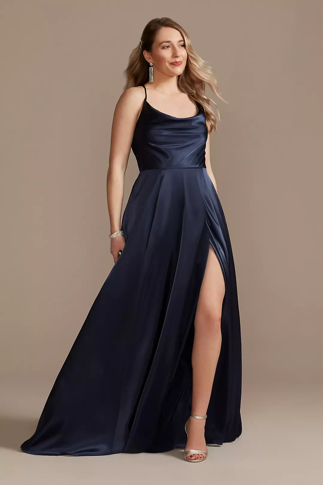 As Is Charmeuse Cowl Dress with Lace-Up Back - Image 2