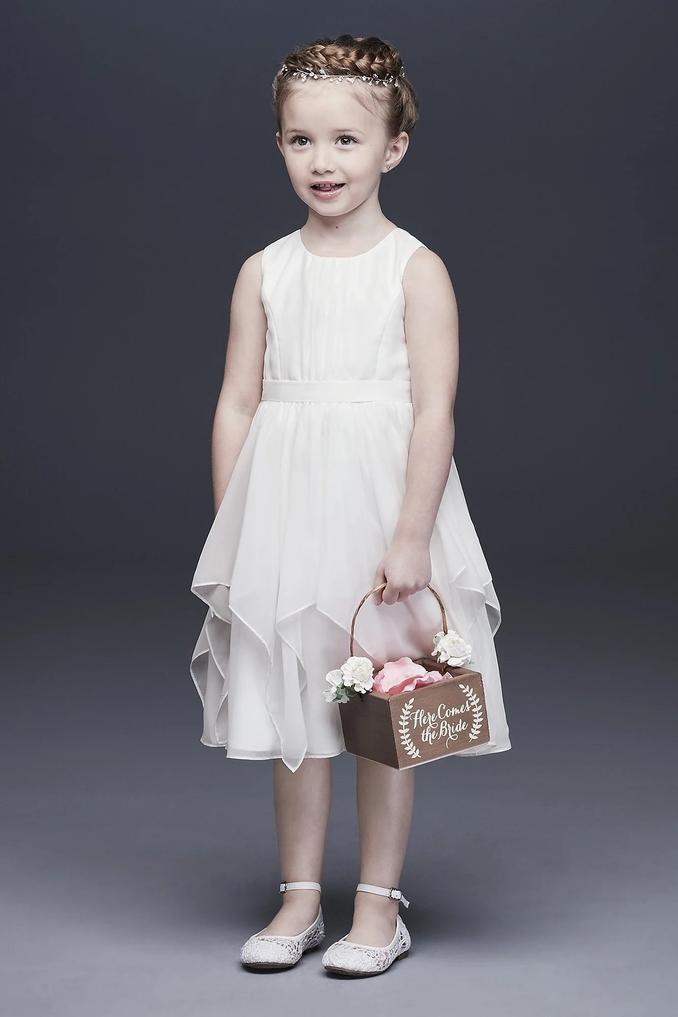 As-Is Chiffon Flower Girl Dress with Bow Sash - Image 2