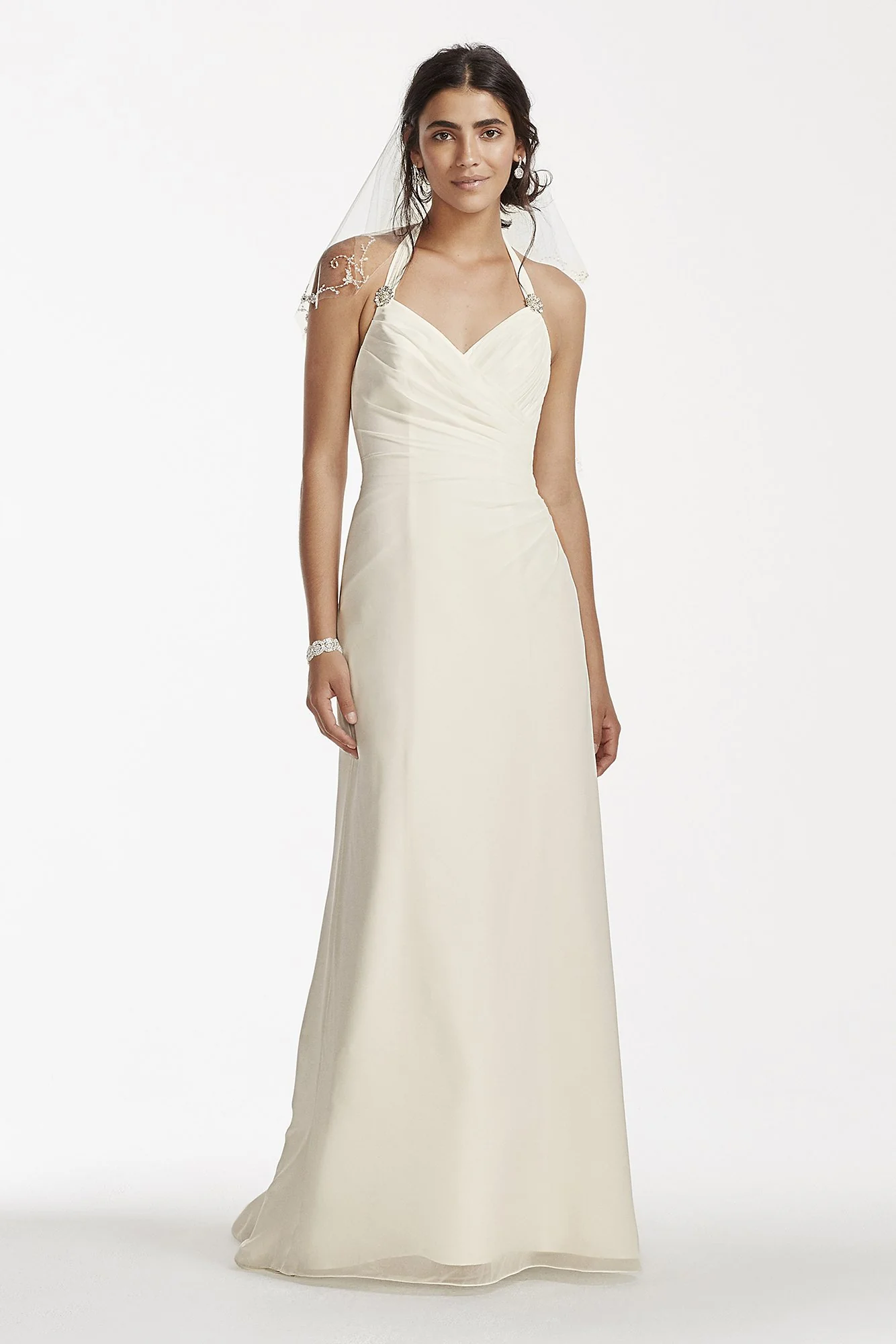 As-Is Chiffon Halter Sheath Wedding Dress - Image 2