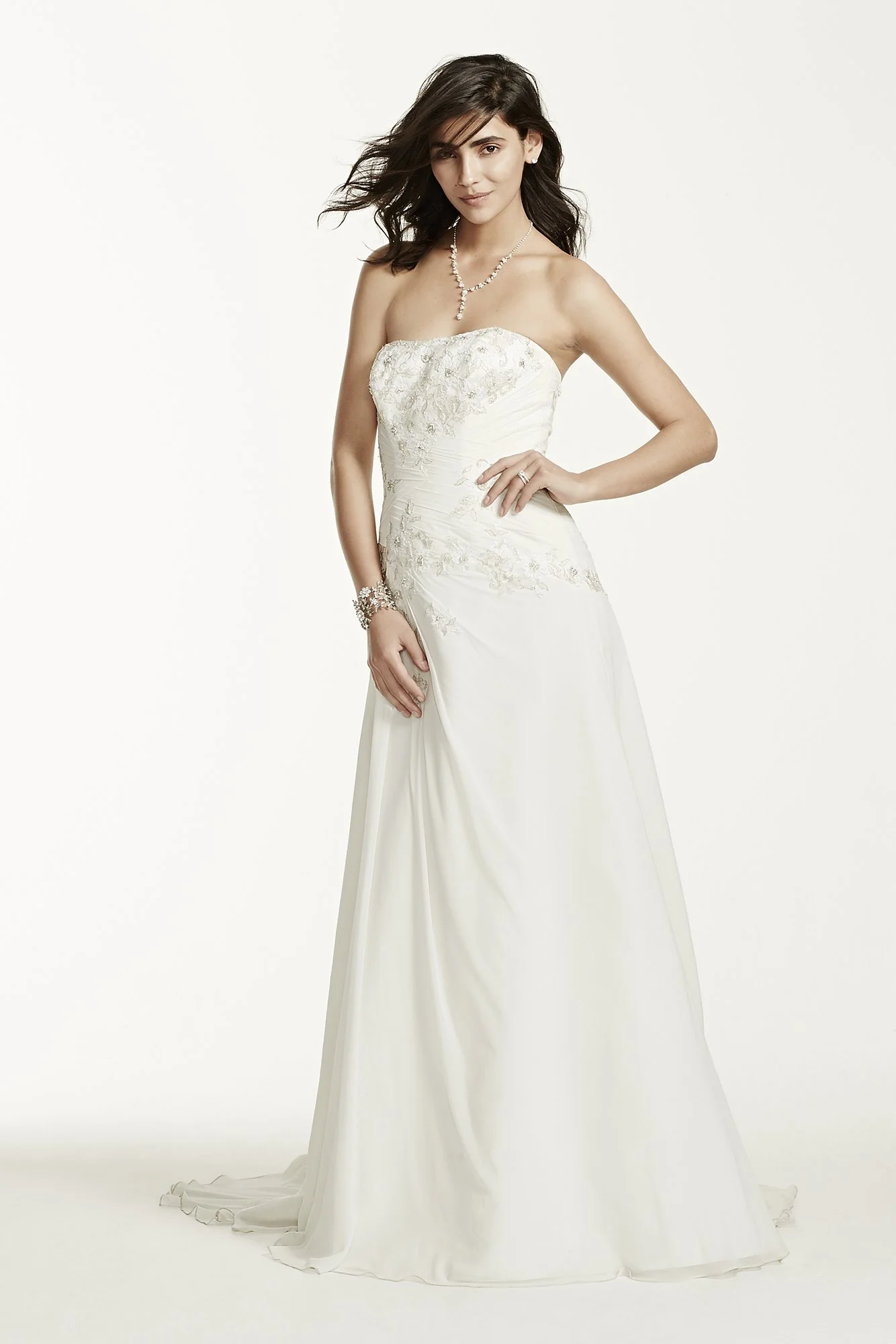 As-Is Chiffon Over Satin Wedding Dress - Image 2