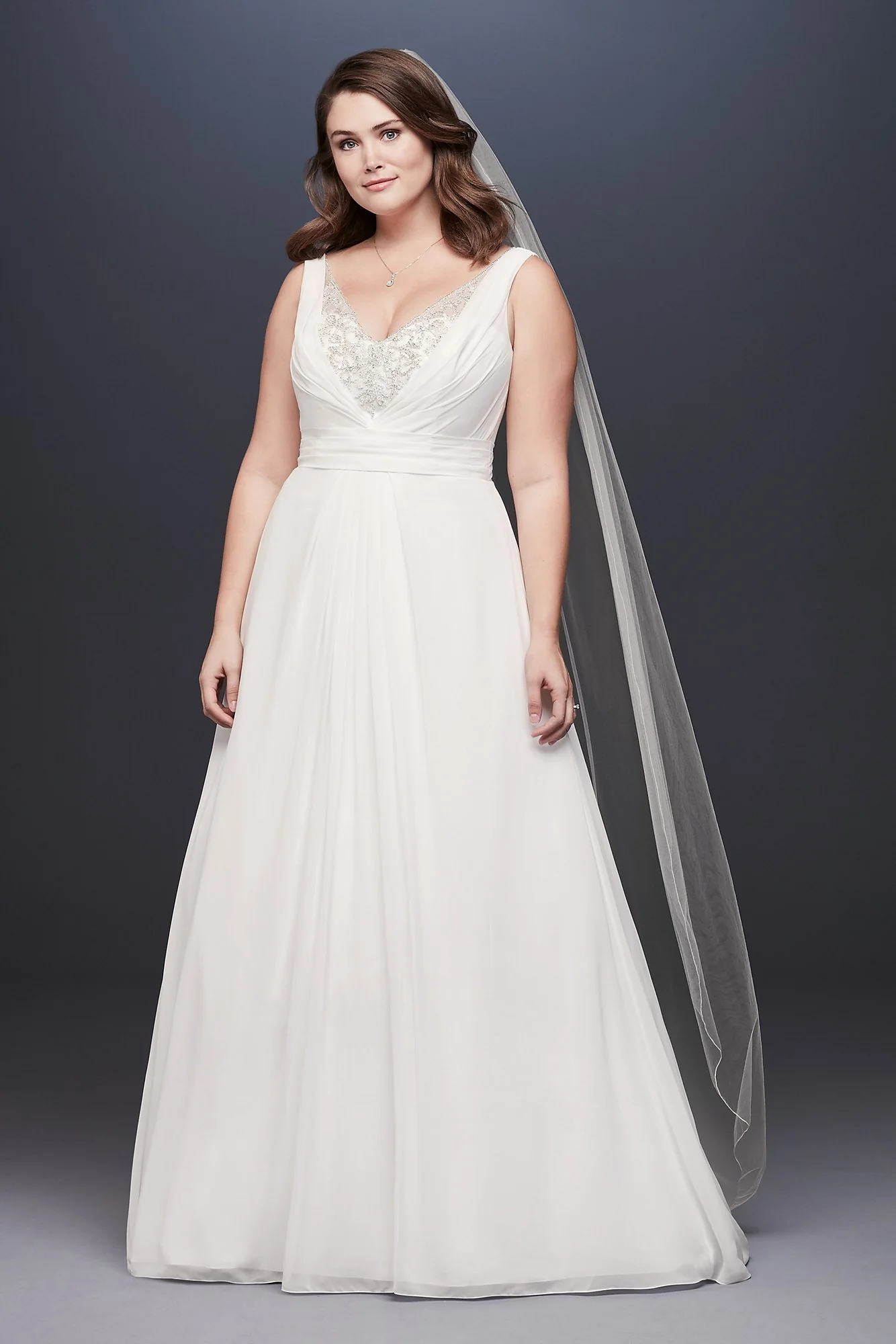 As Is Chiffon V-Neck Tank Wedding Dress - Image 2