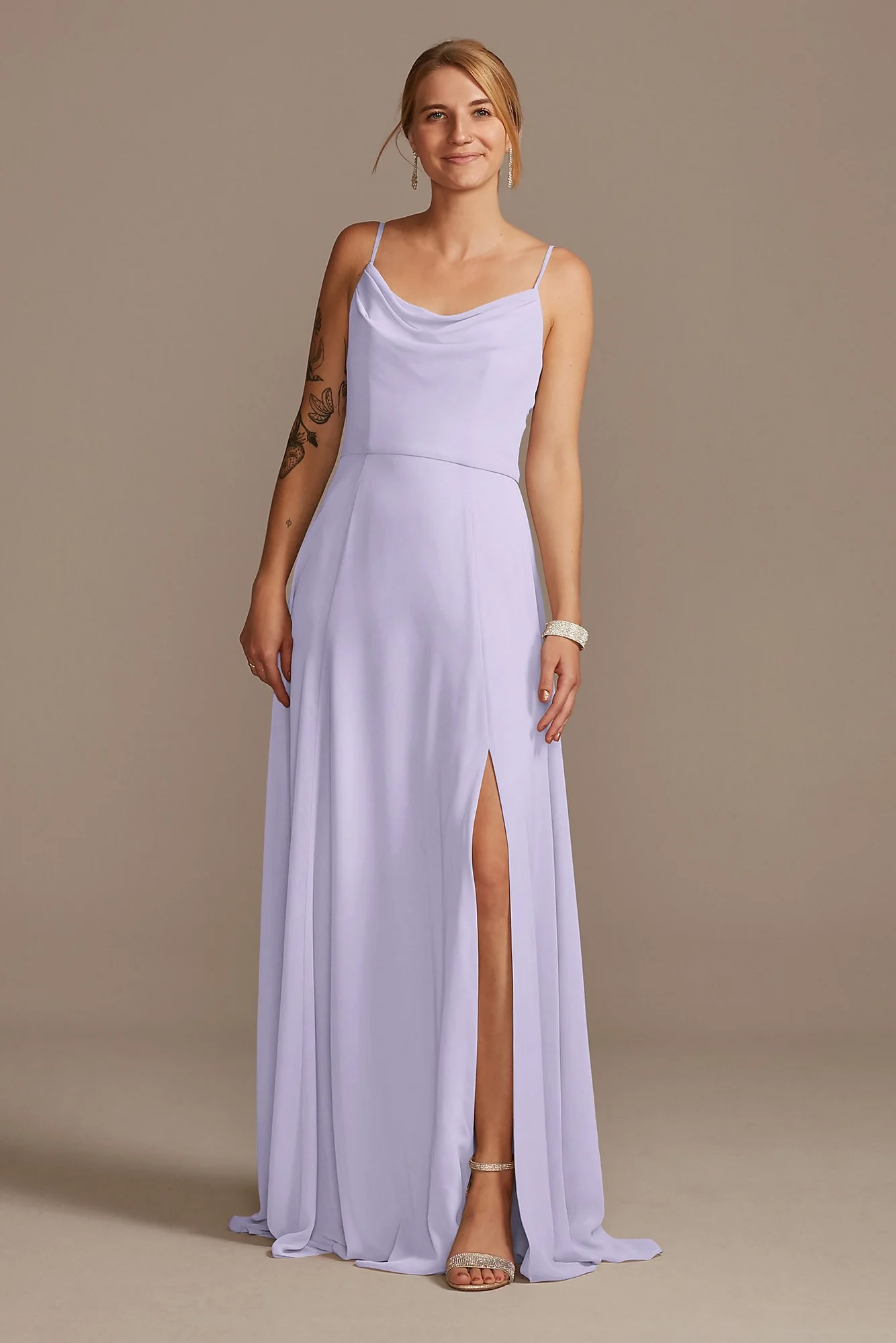 As Is Cowl Neck Chiffon Dress with Slit - Image 5