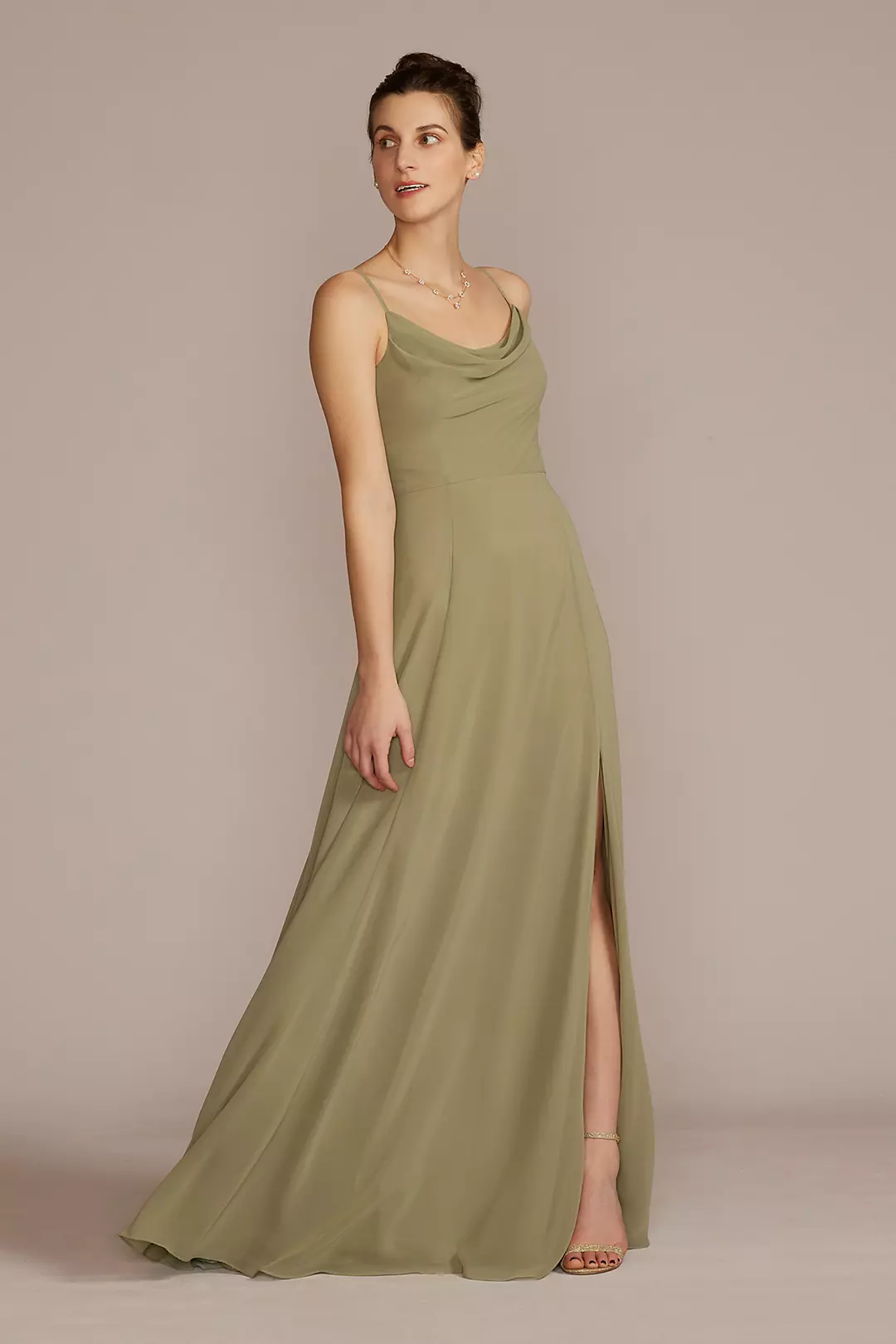 As Is Cowl Neck Chiffon Dress with Slit - Image 9