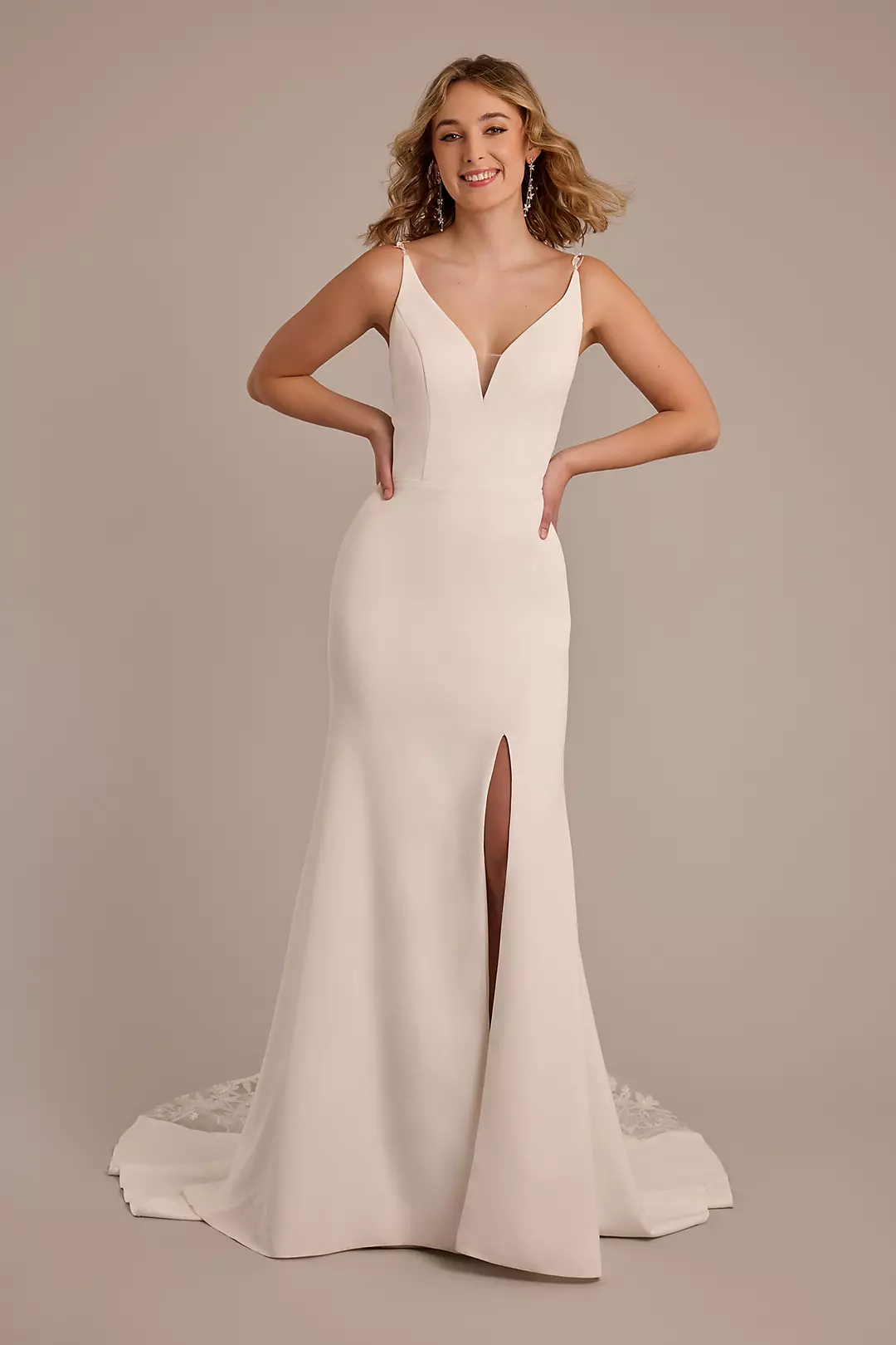 As Is Crepe Mermaid Wedding Dress with Appliques - Image 2
