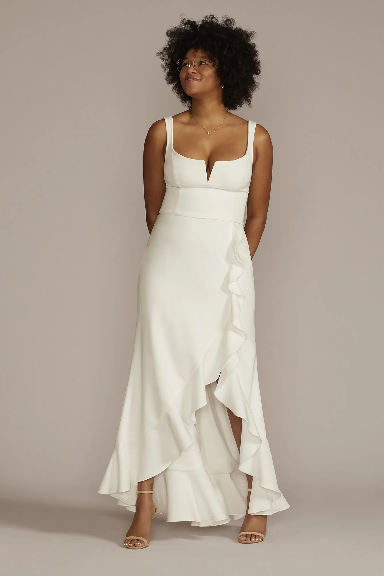 As Is Crepe Plus Wedding Dress with Ruffle Skirt
