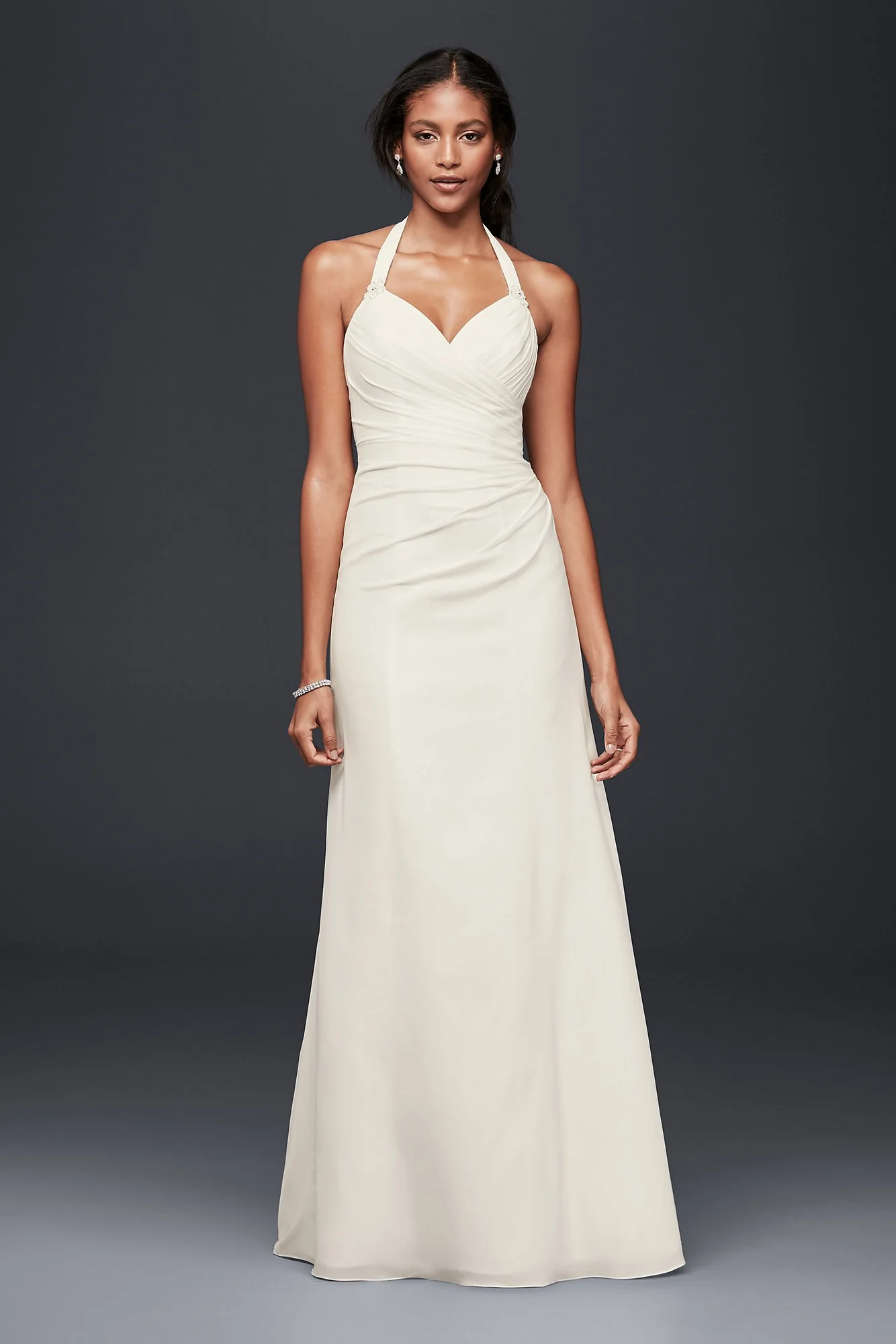 As-Is Crepe Sheath Halter Wedding Dress - Image 2