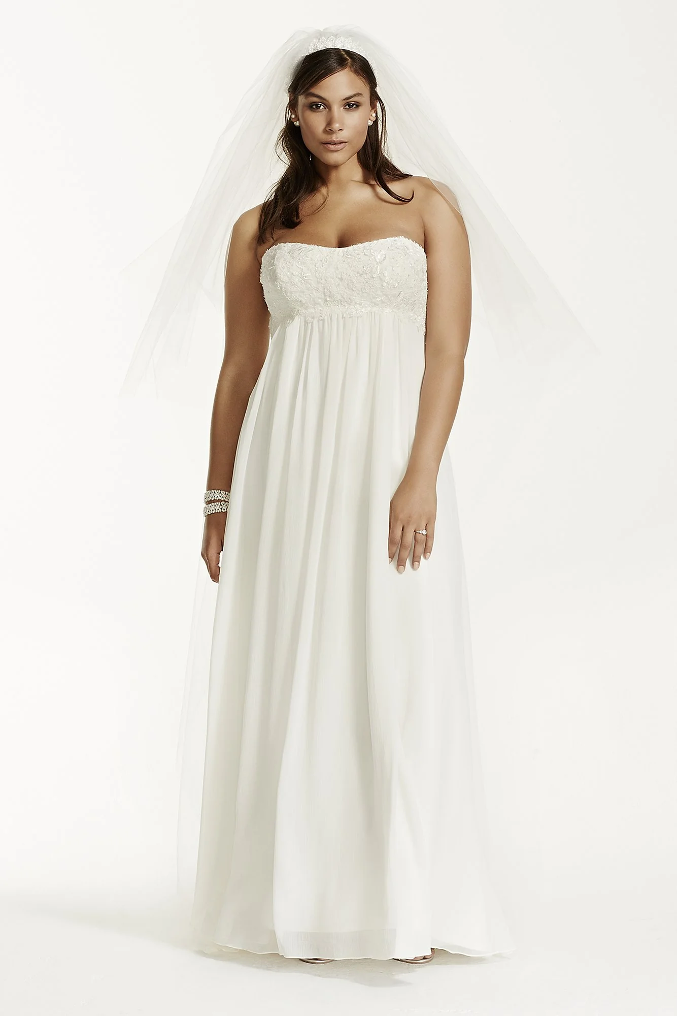 As-Is Crinkle Chiffon Plus Size Wedding Dress - Image 2