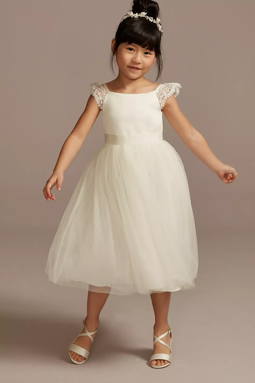 As Is Crochet Cap Sleeve Ruffle Flower Girl Dress - Image 3