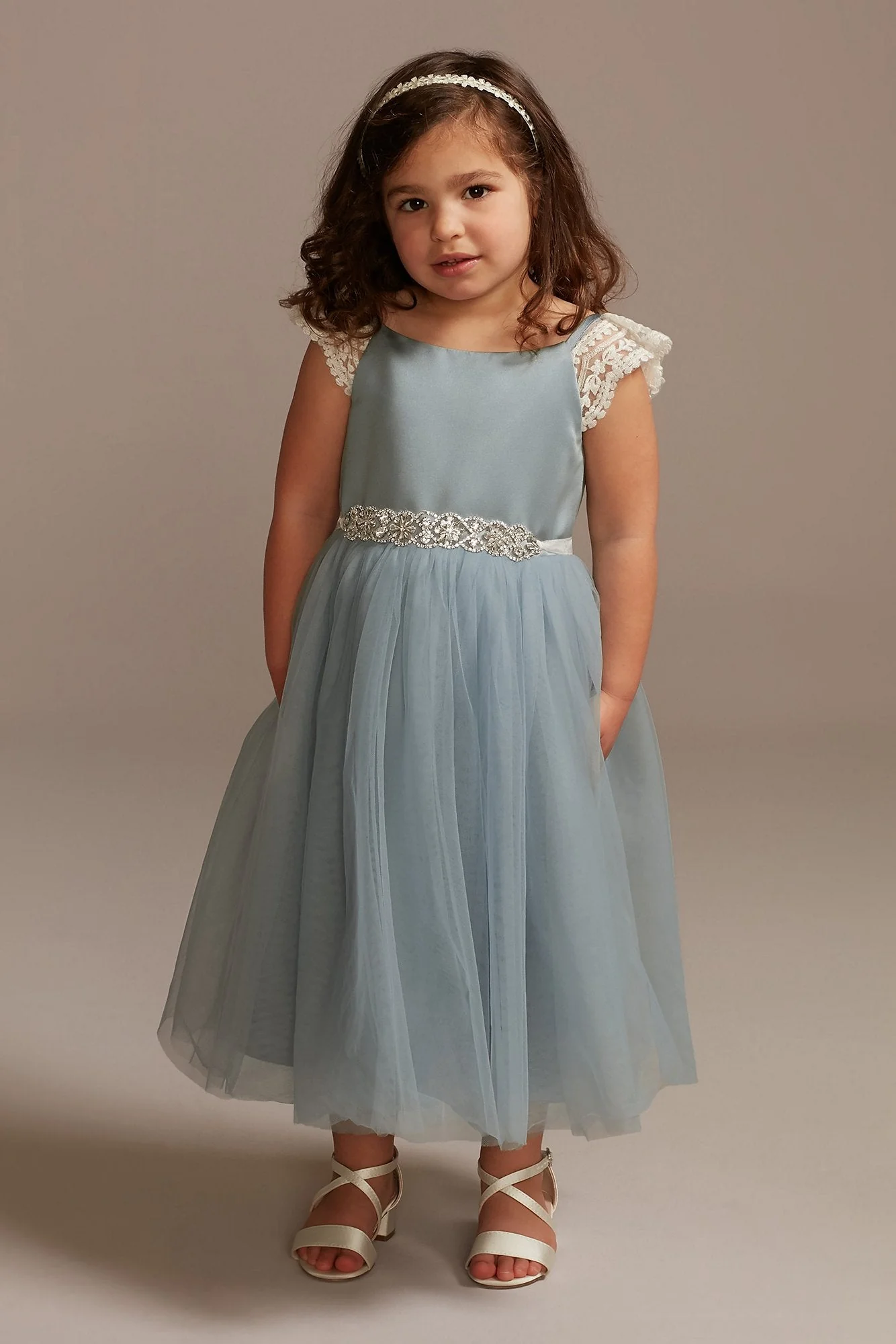 As Is Crochet Cap Sleeve Ruffle Flower Girl Dress - Image 4