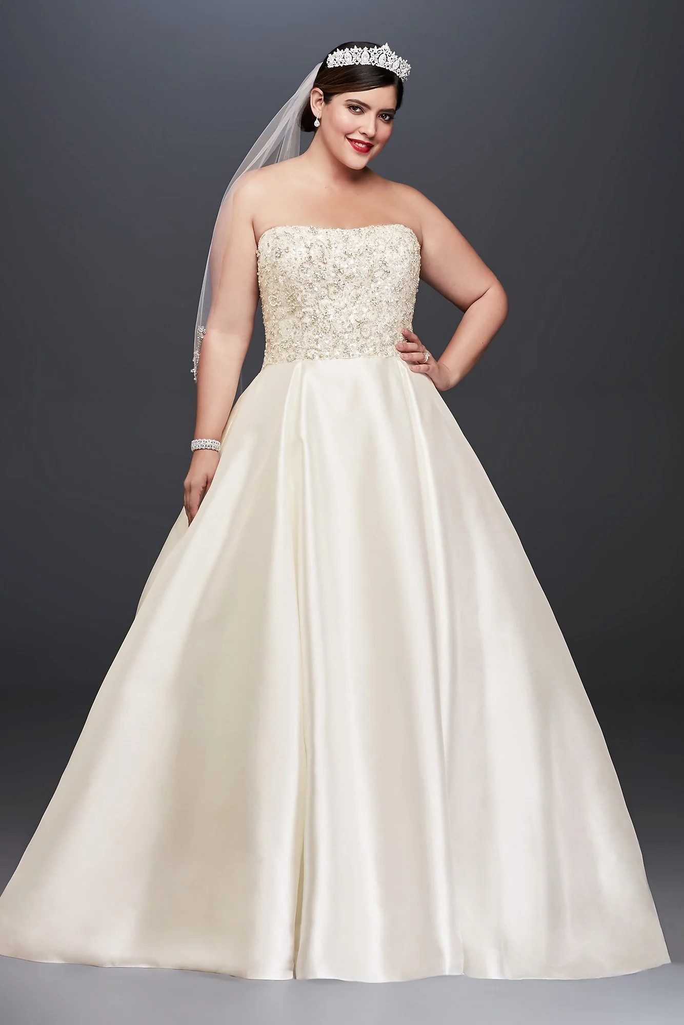 As-Is Crystal Mikado Plus Size Wedding Dress - Image 2