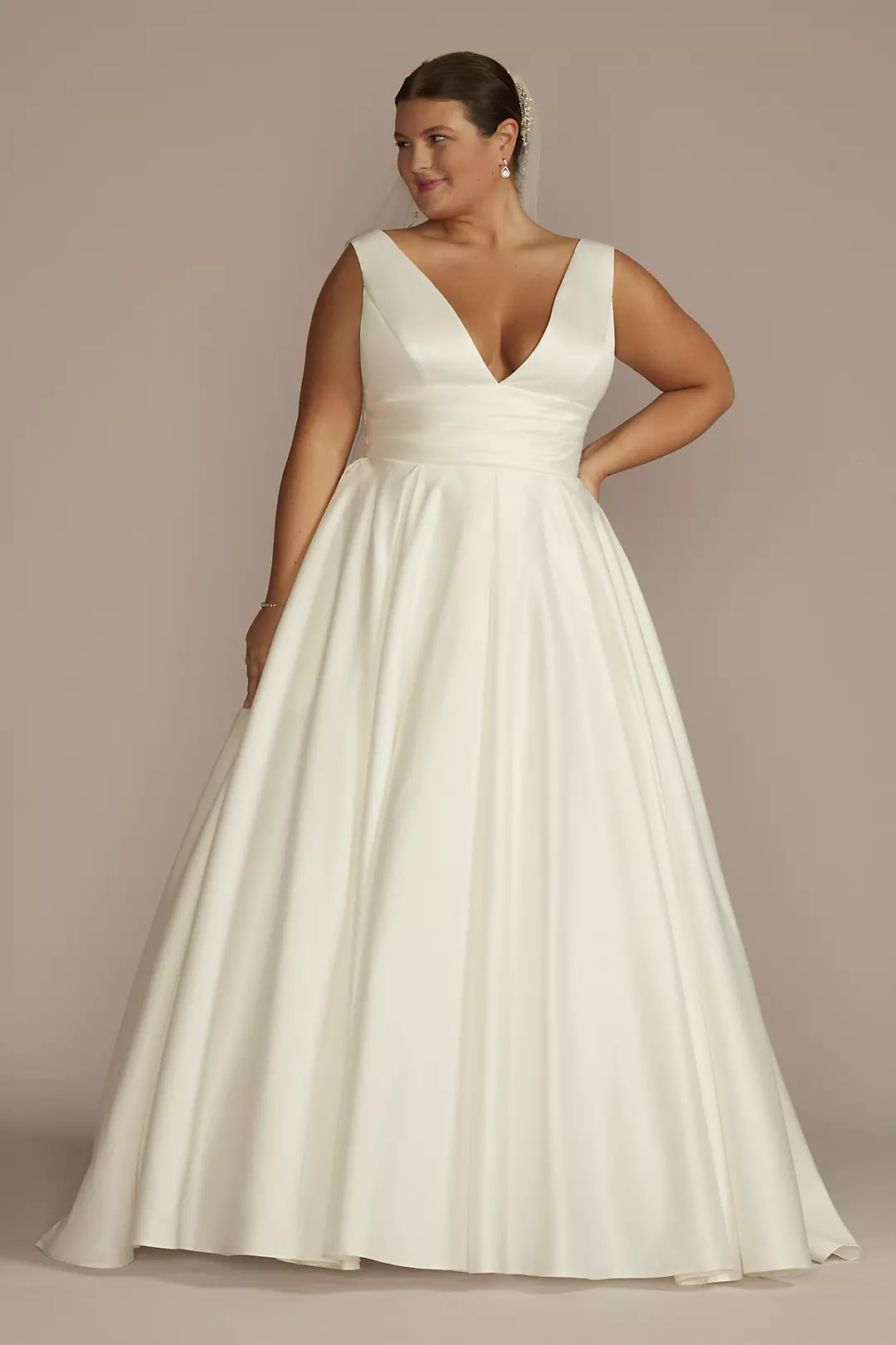 As Is Cummerbund Satin Ball Gown Wedding Dress - Image 2