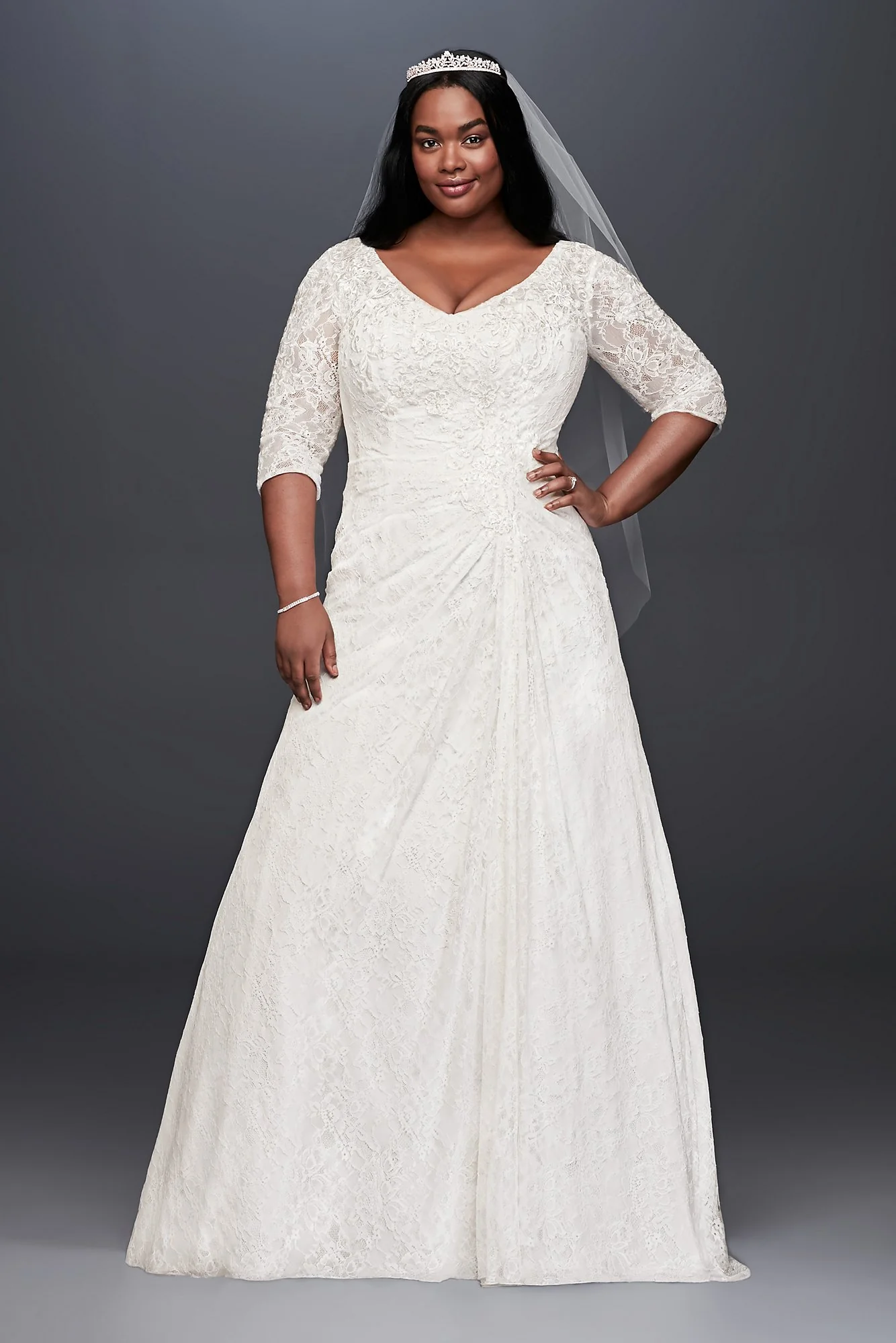 As-Is Draped Lace A-Line Plus Size Wedding Dress