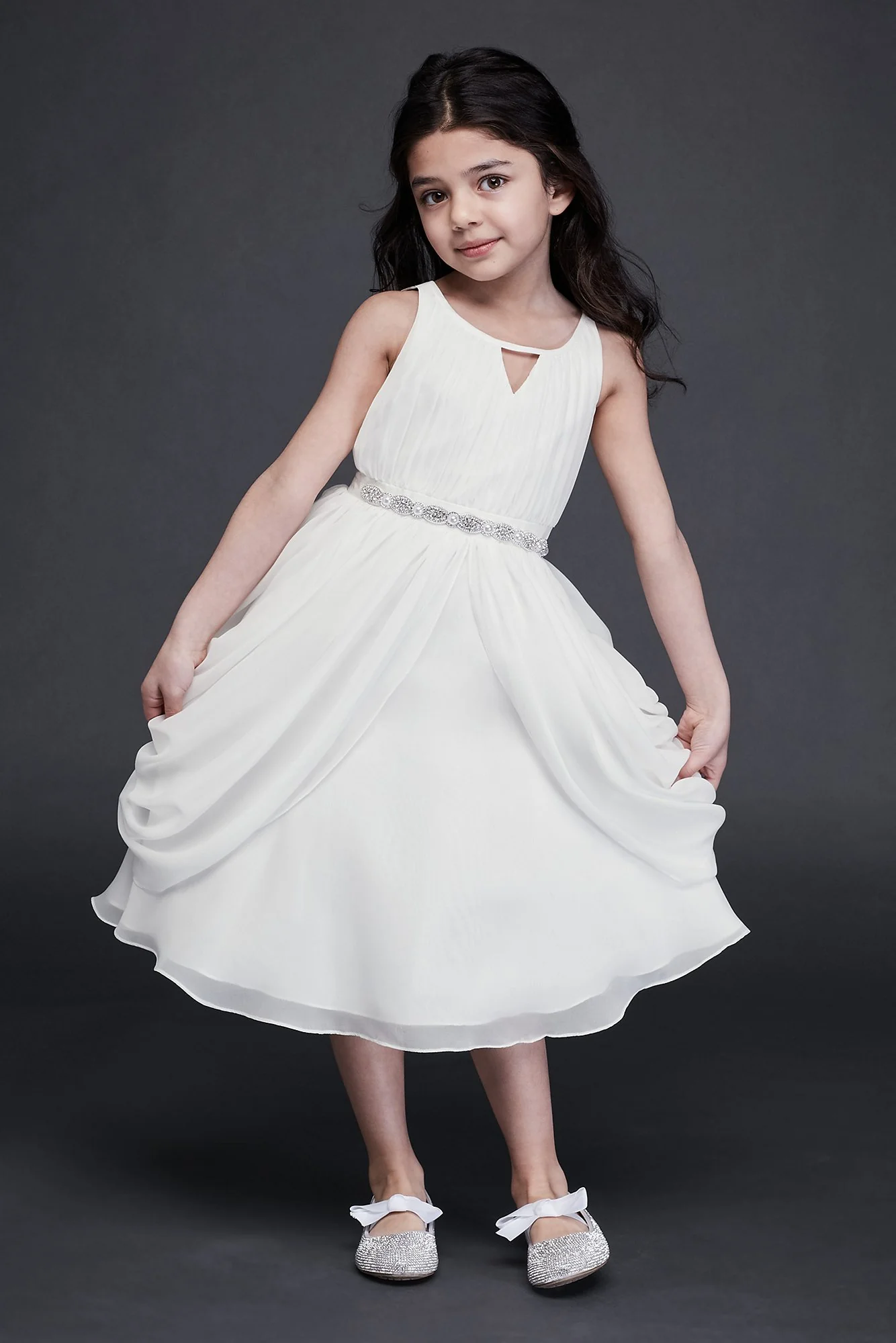As Is Draped Swag Skirt Chiffon Flower Girl Dress - Image 2