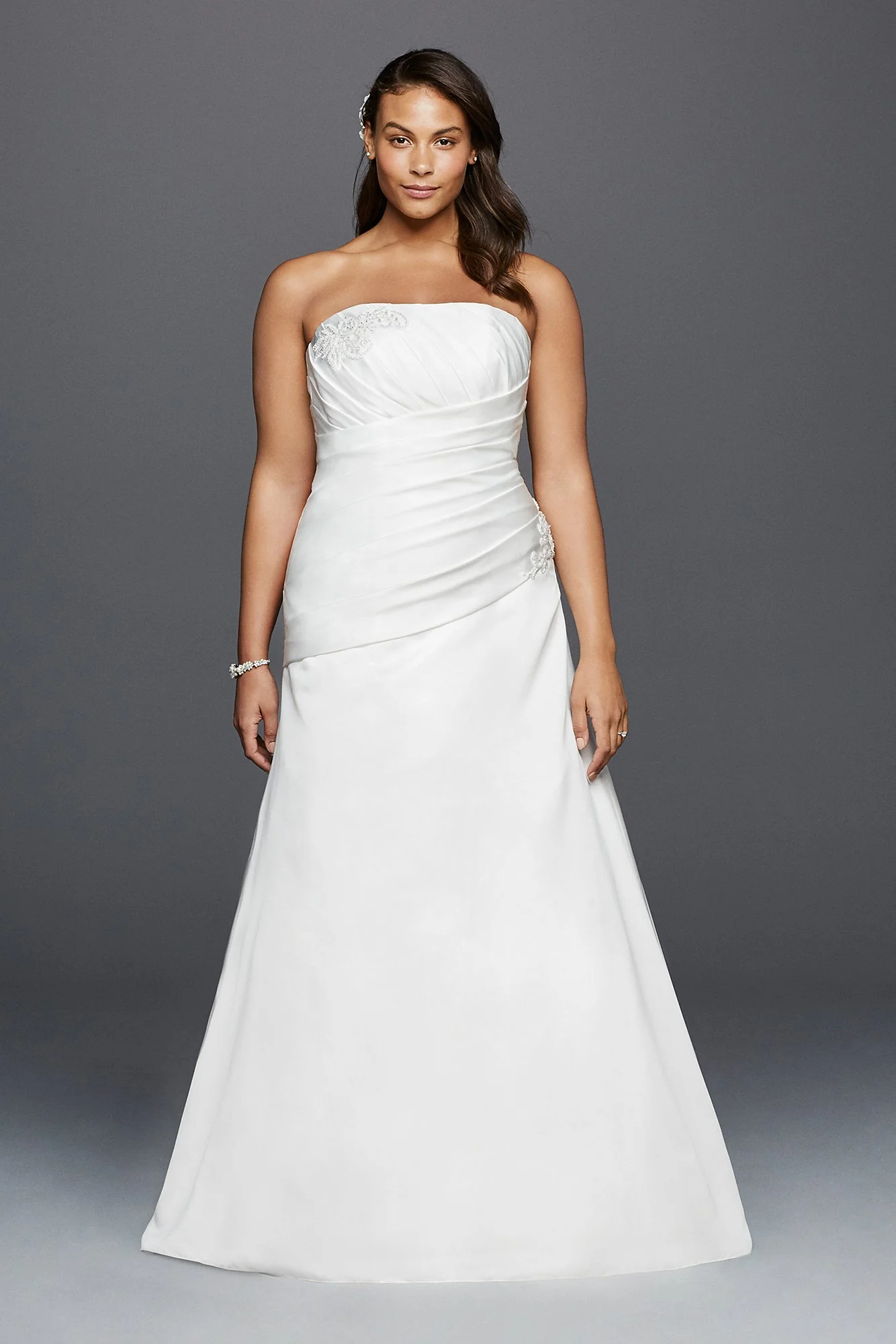 As-Is Drop Waist Ruched Plus Size Wedding Dress