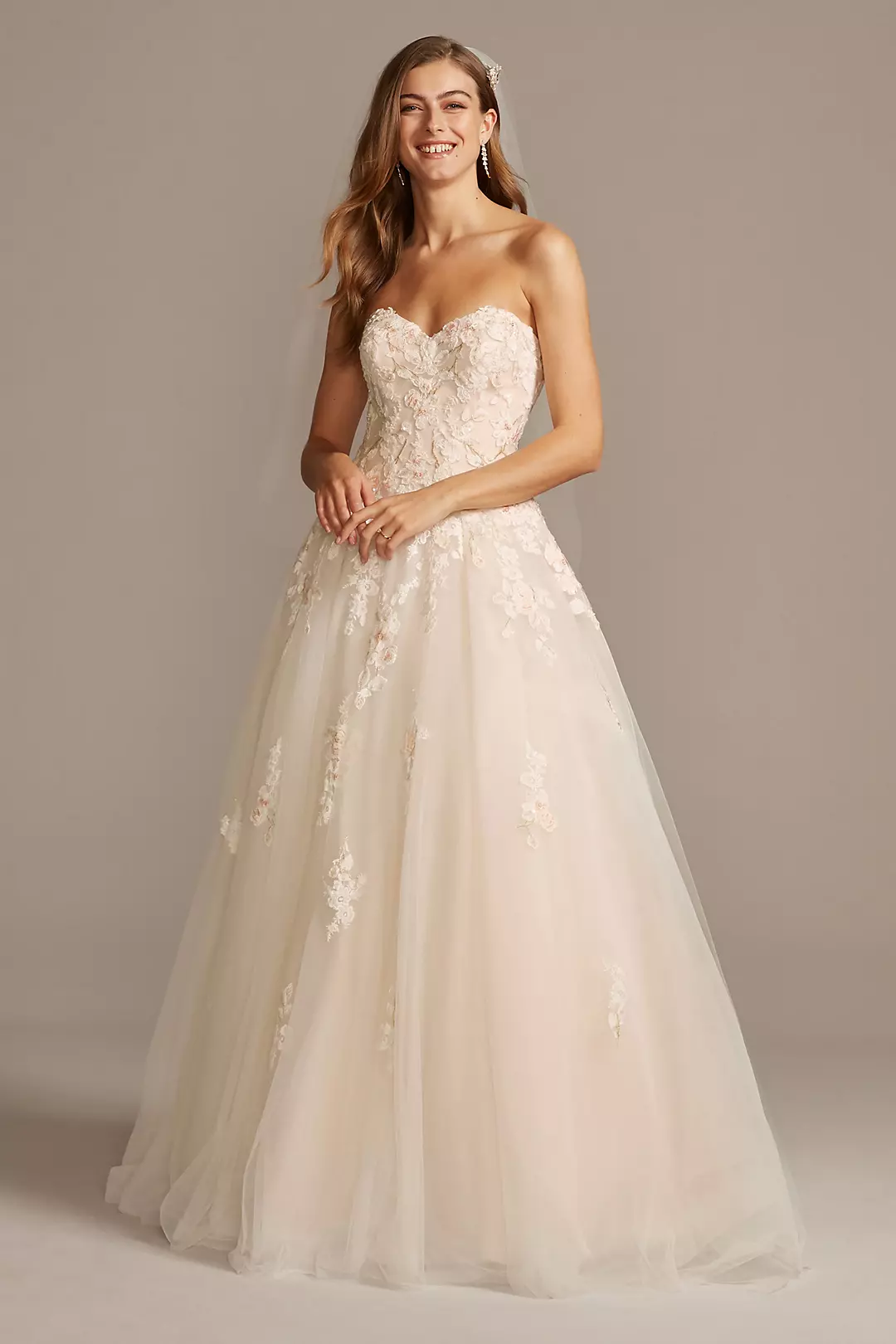 As Is Embroidered Applique Lace Ball Gown Dress