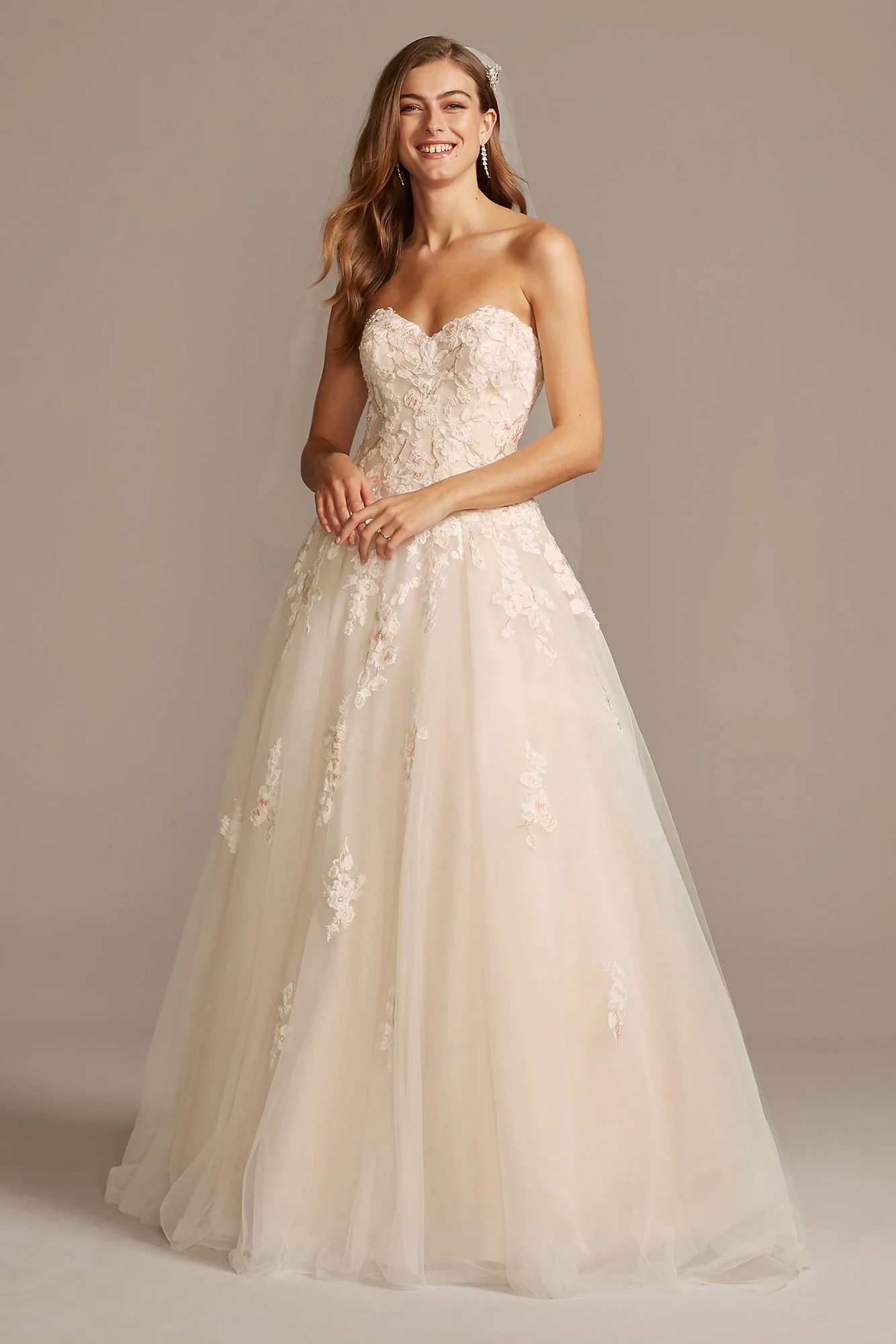 As Is Embroidered Applique Lace Ball Gown Dress - Image 2