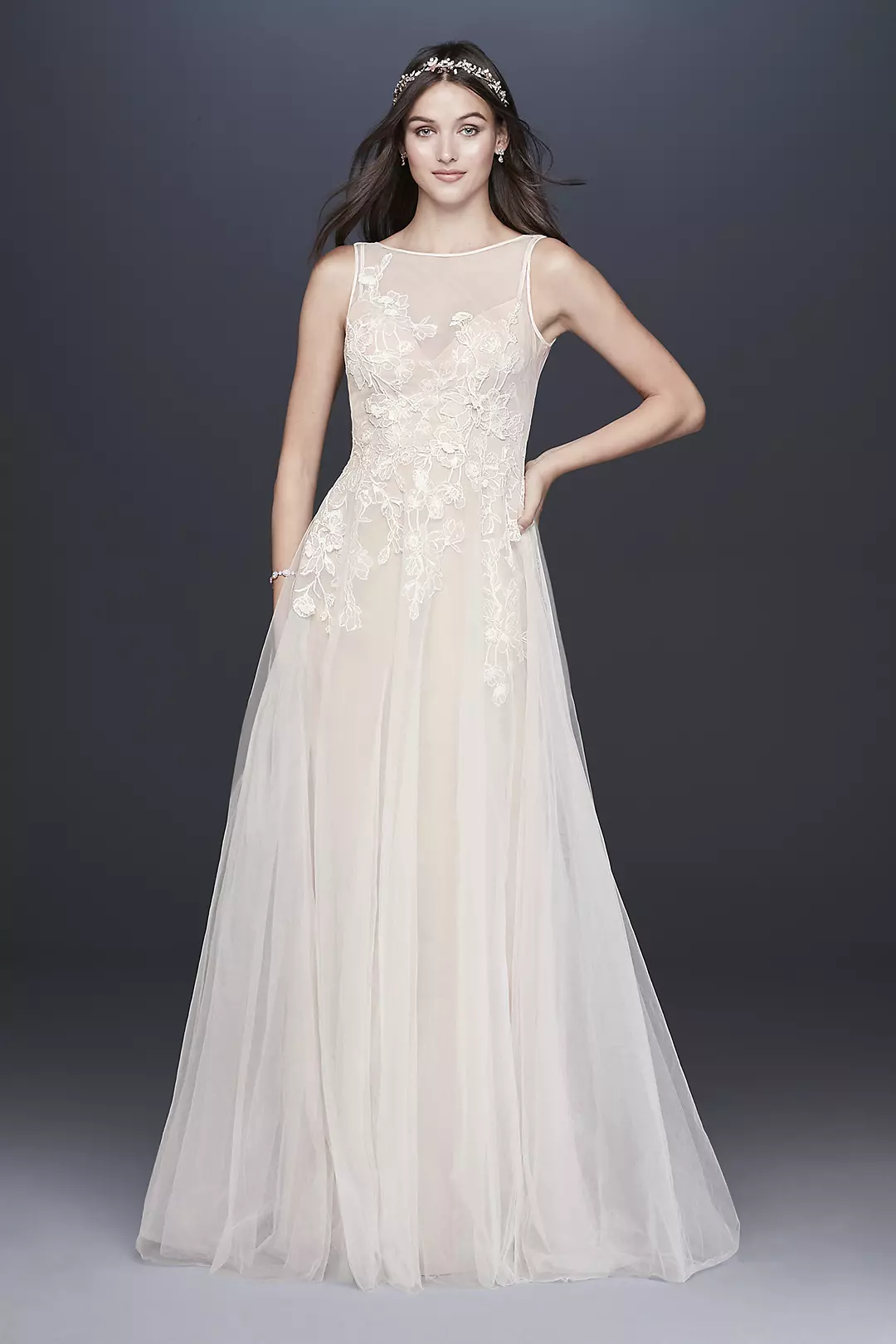 As-Is Embroidered Floral Tulle Wedding Dress - Image 3