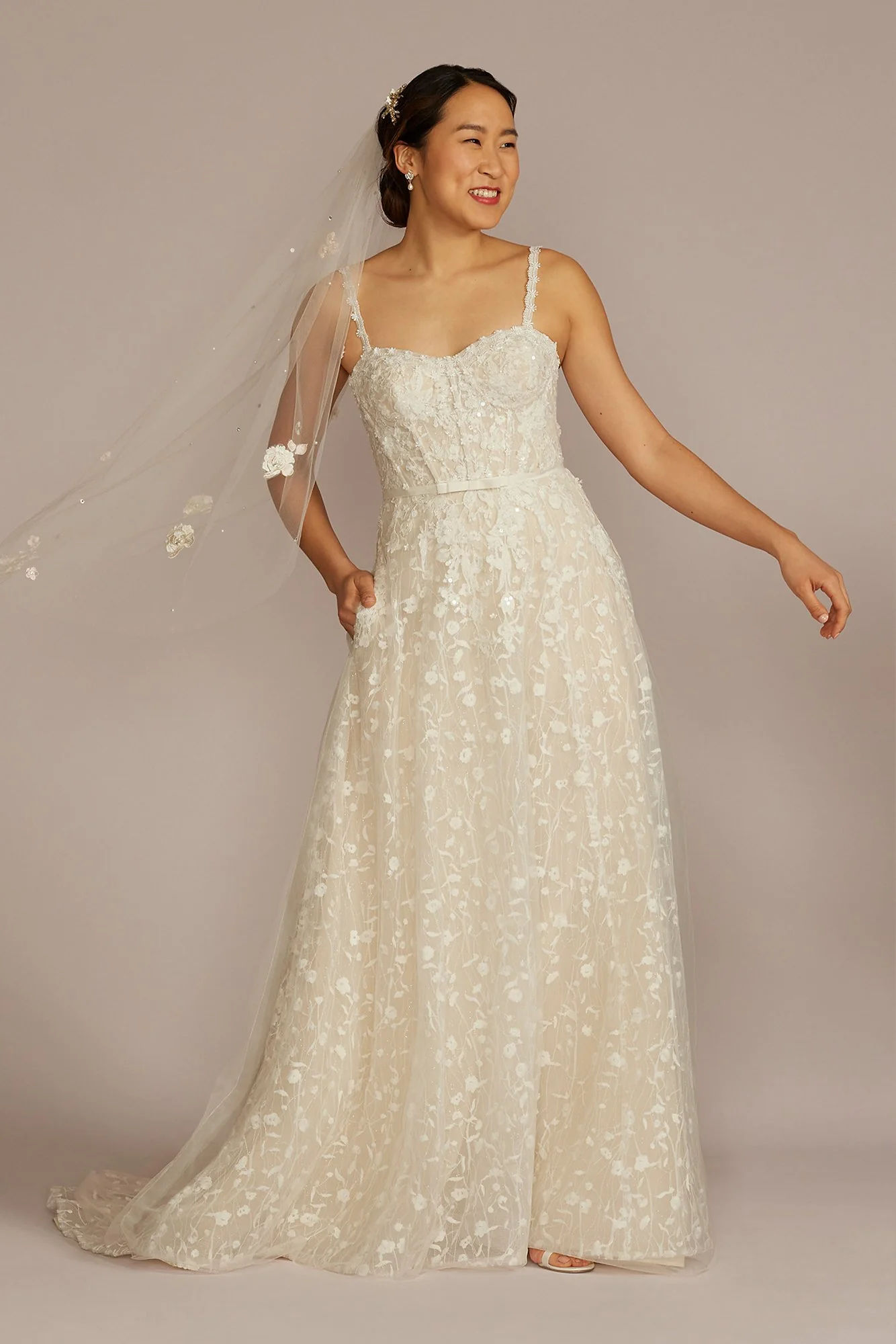 As Is Embroidered Lace A-Line Wedding Dress - Image 2