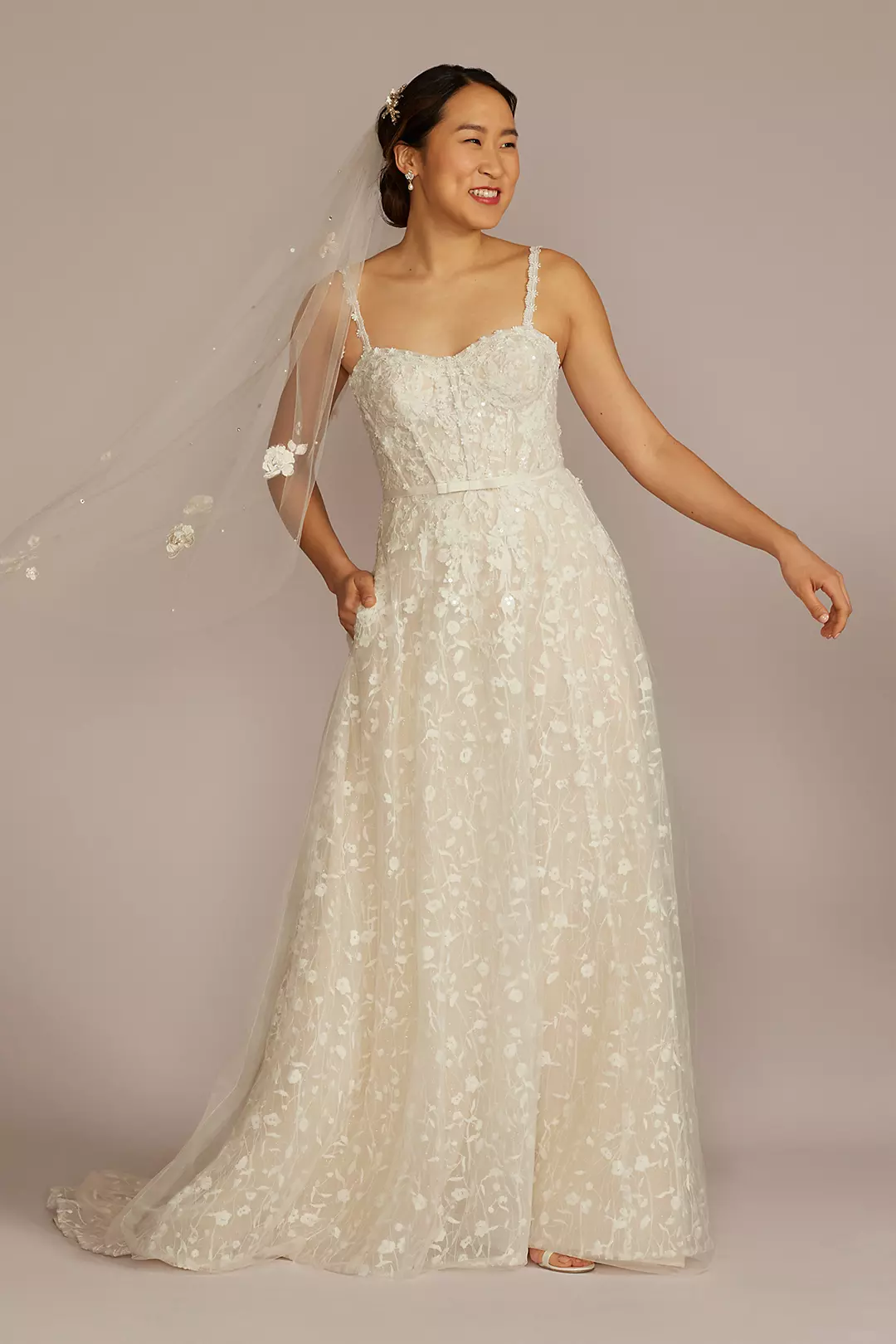 As Is Embroidered Lace A-Line Wedding Dress - Image 9
