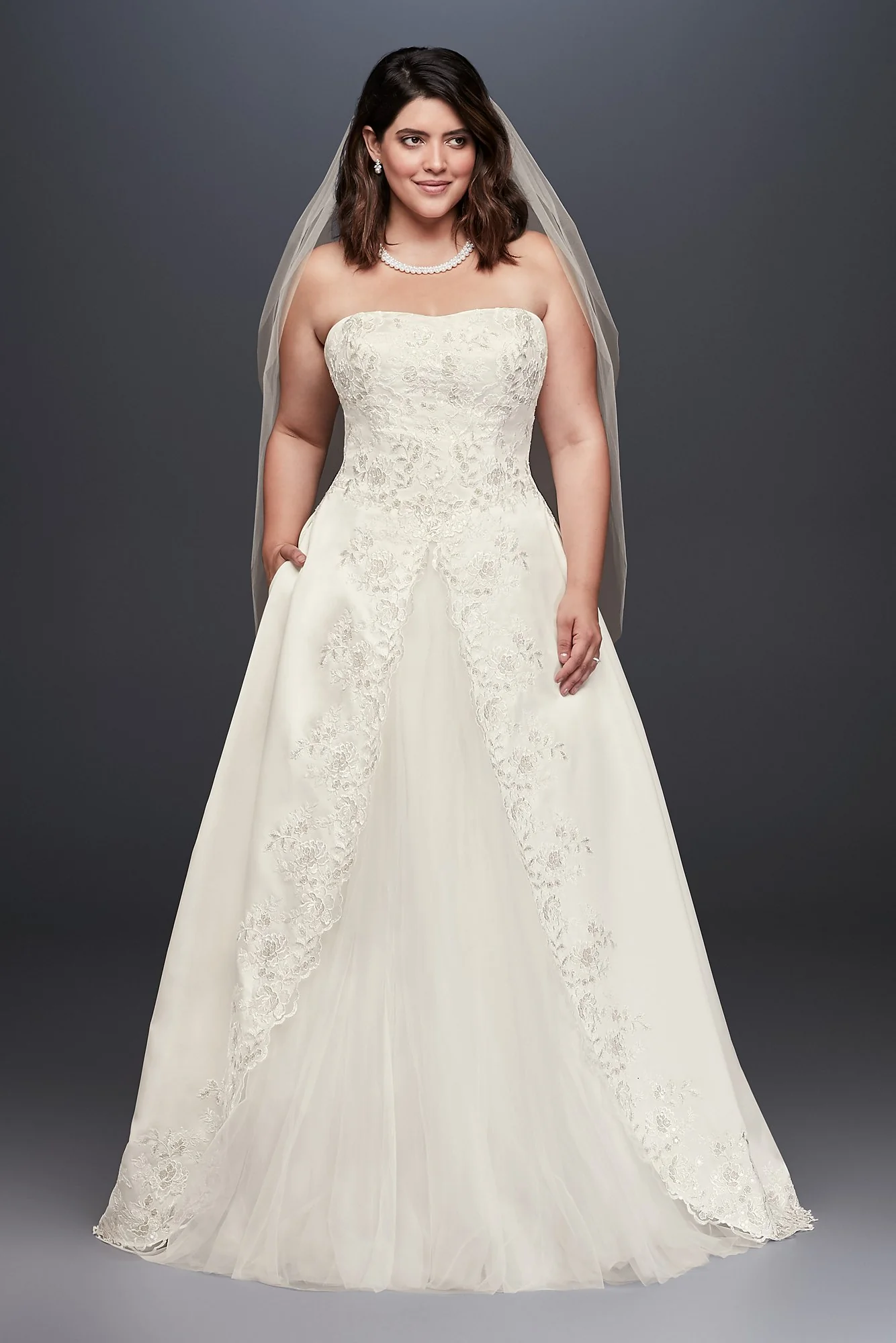 As-Is Embroidered Satin Plus Size Wedding Dress