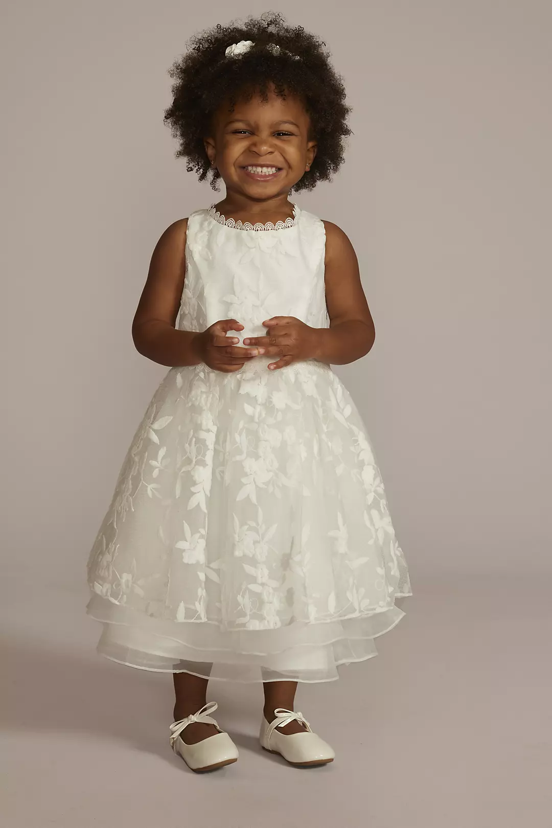 As is Embroidered Tiered Organza Flower Girl Dress