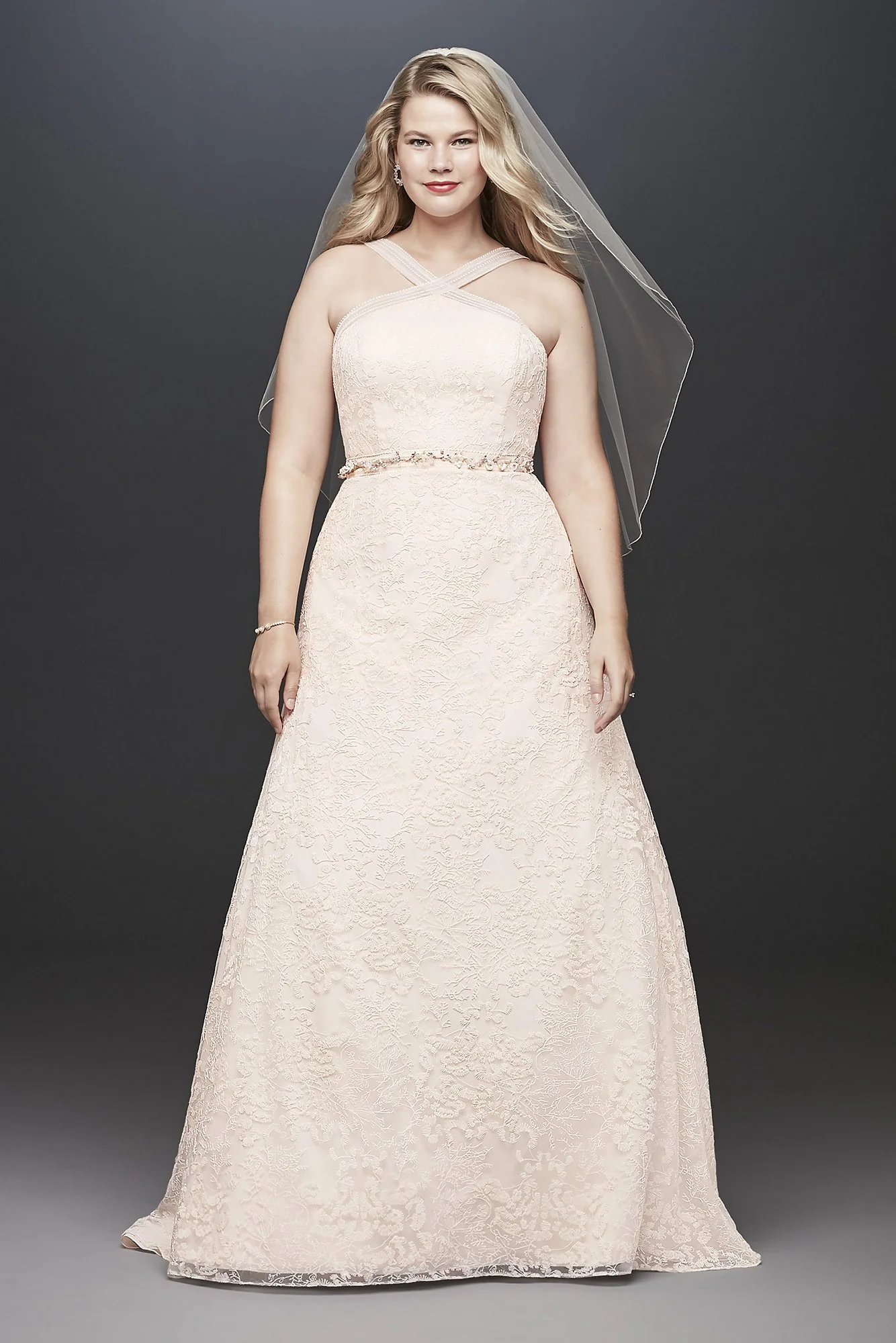 As- Is Embroidered Y-Neck Plus Size Wedding Dress