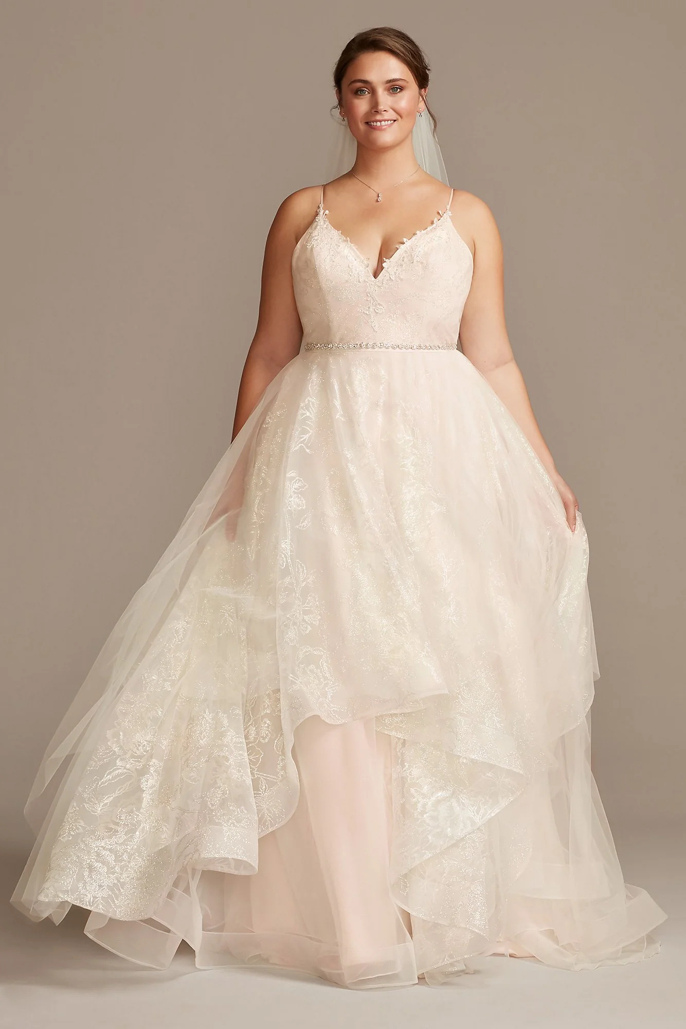 As Is Floral and Tulle Layered Plus Wedding Dress - Image 2