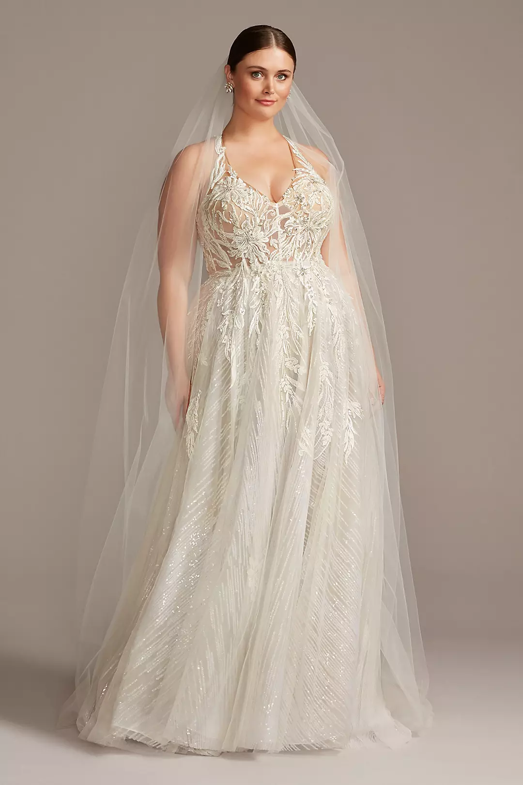 As Is Floral Applique Open Back Plus Wedding Dress - Image 5