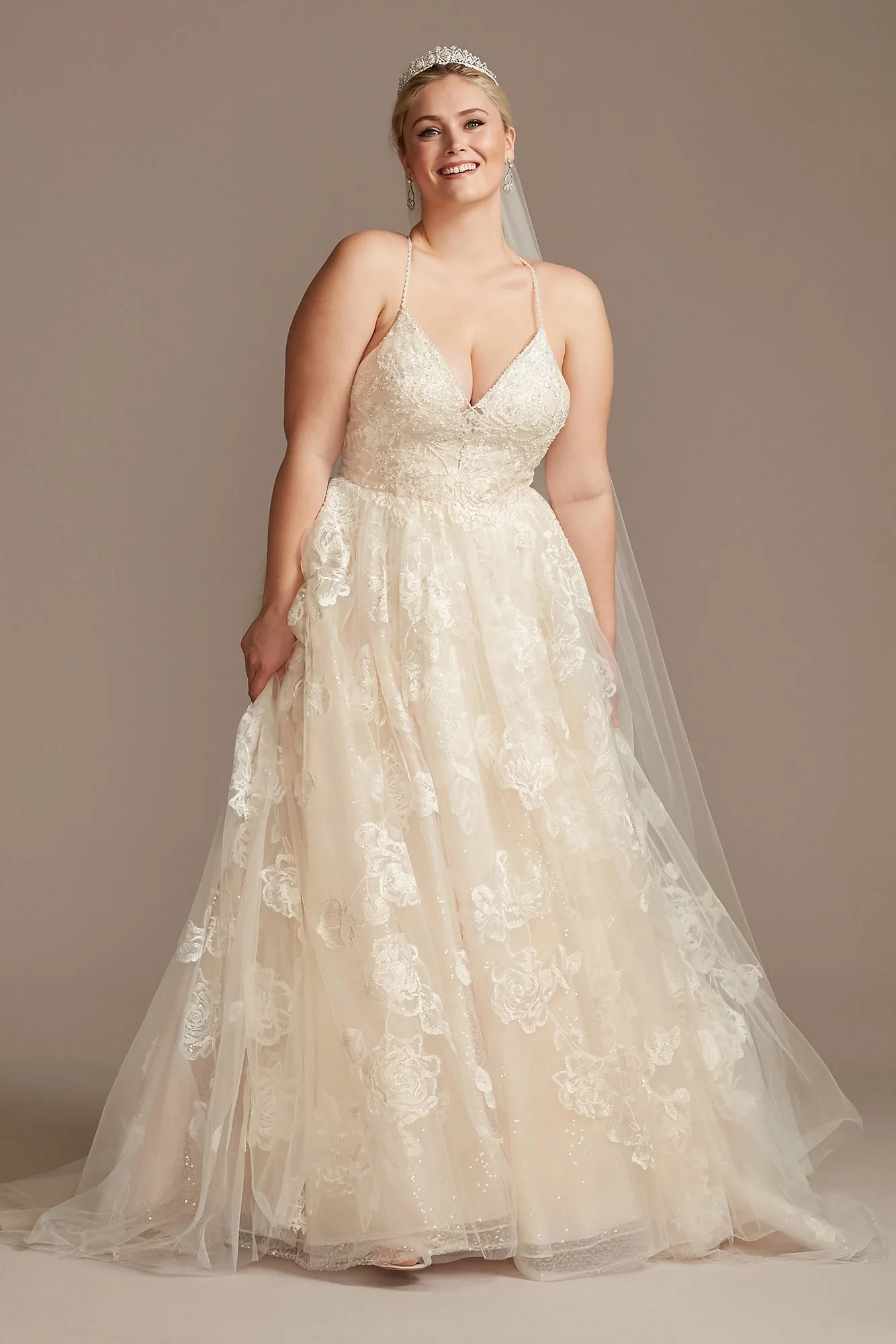 As Is Floral Applique Plus Size Wedding Dress - Image 2