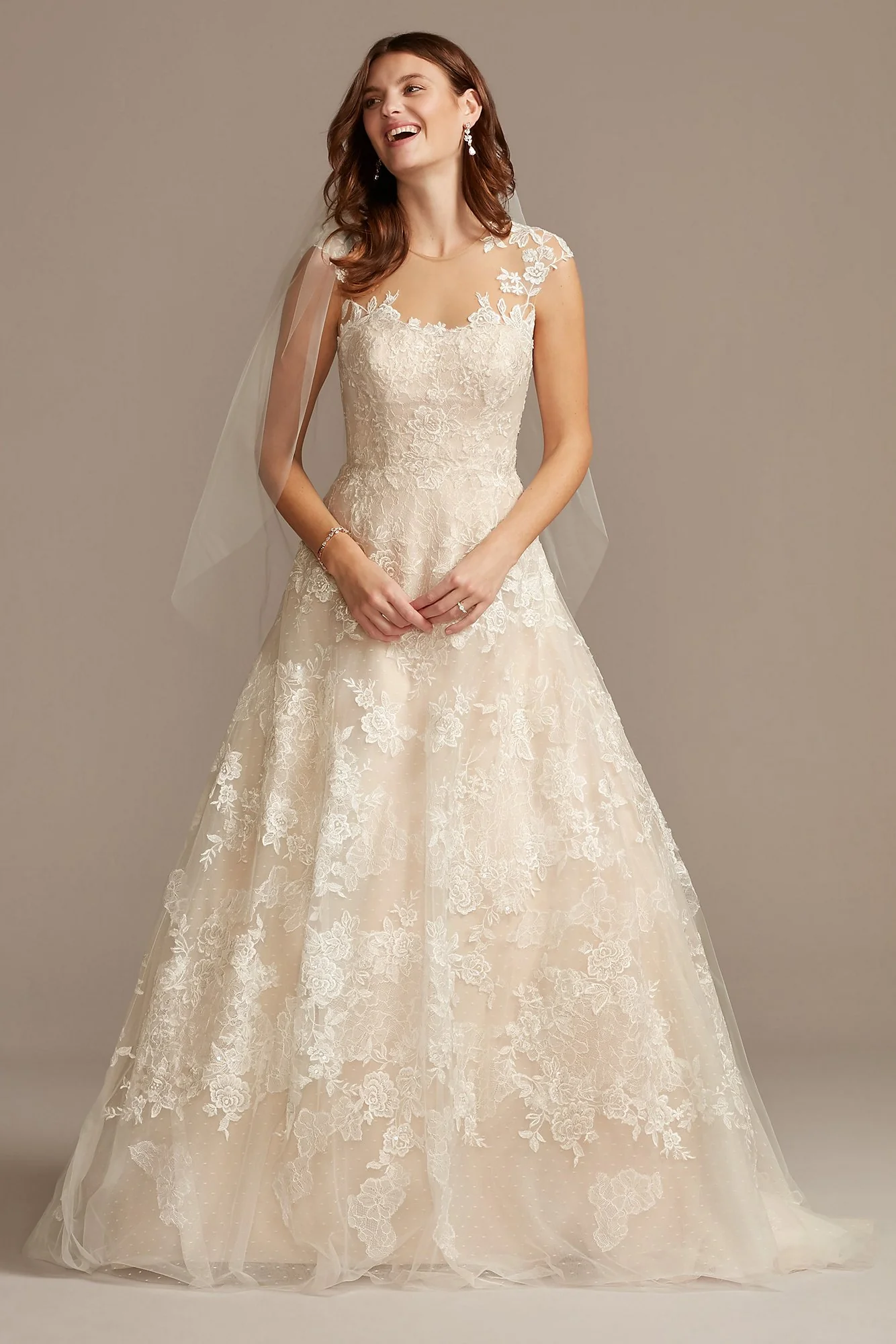 As Is Floral Applique Tulle Wedding Dress - Image 2