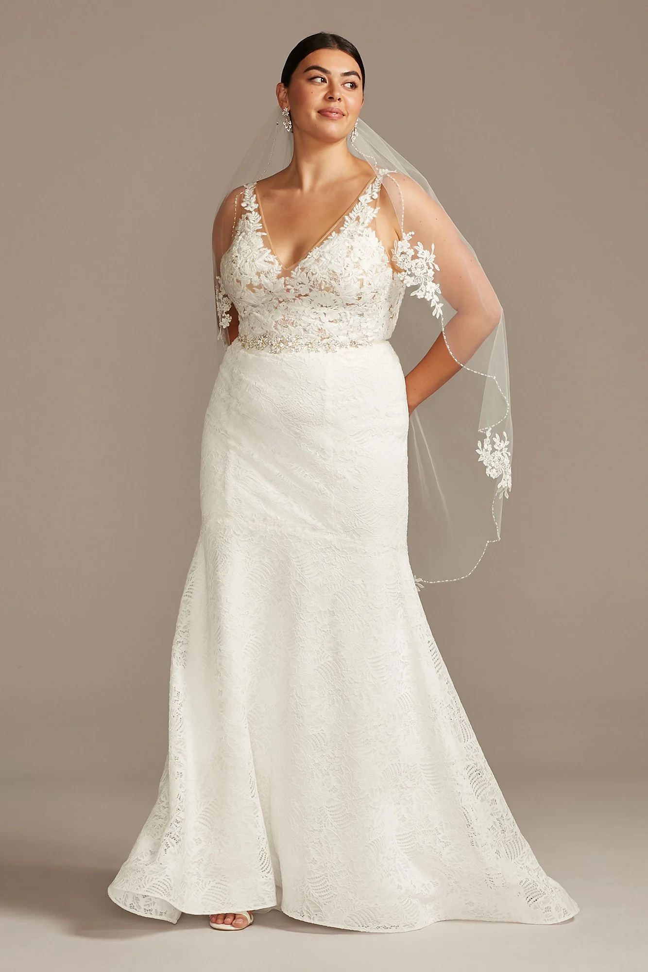 As Is Floral Illusion V-Back Wedding Dress - Image 2