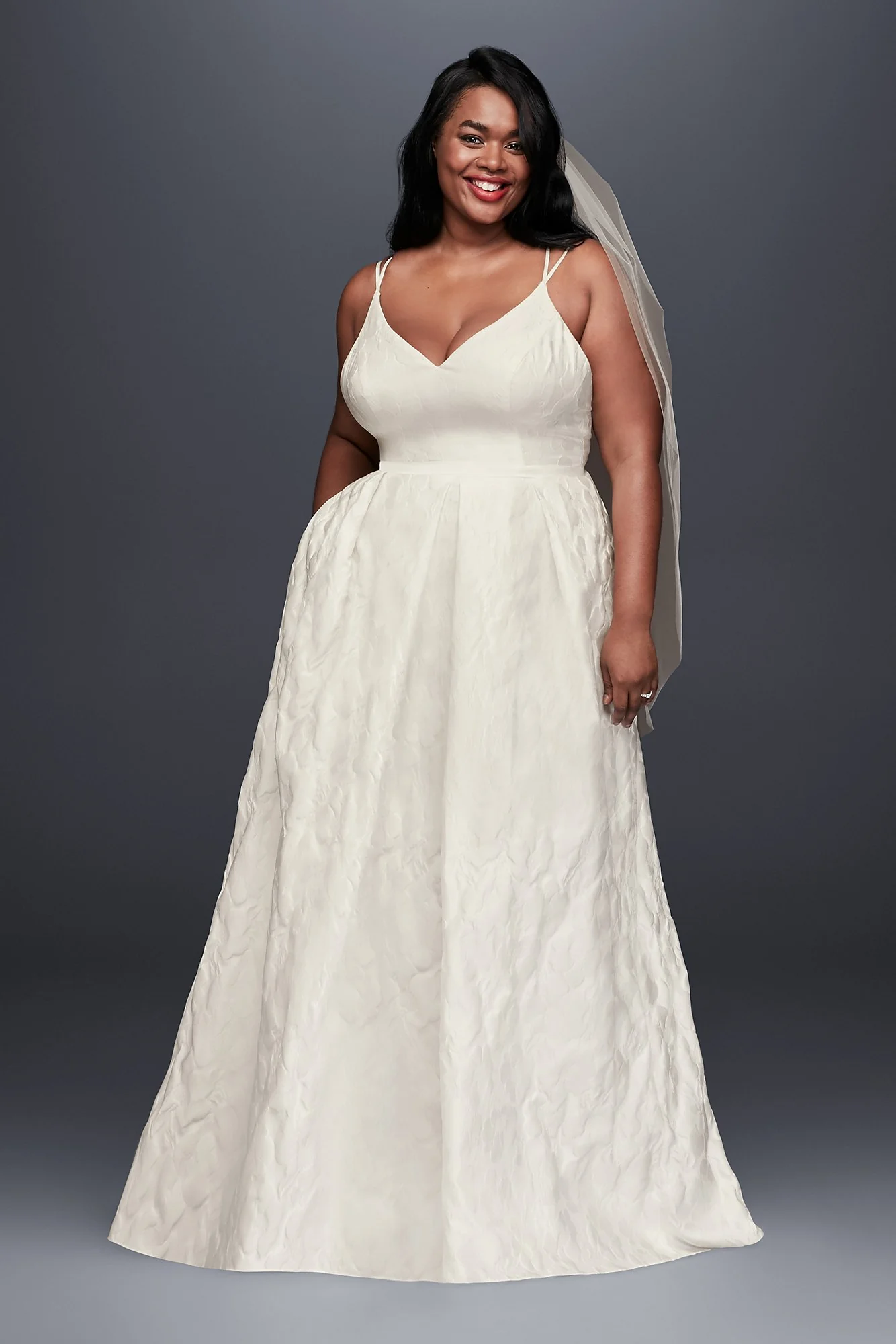 As-Is Floral Jacquard A-Line Plus Size Gown
