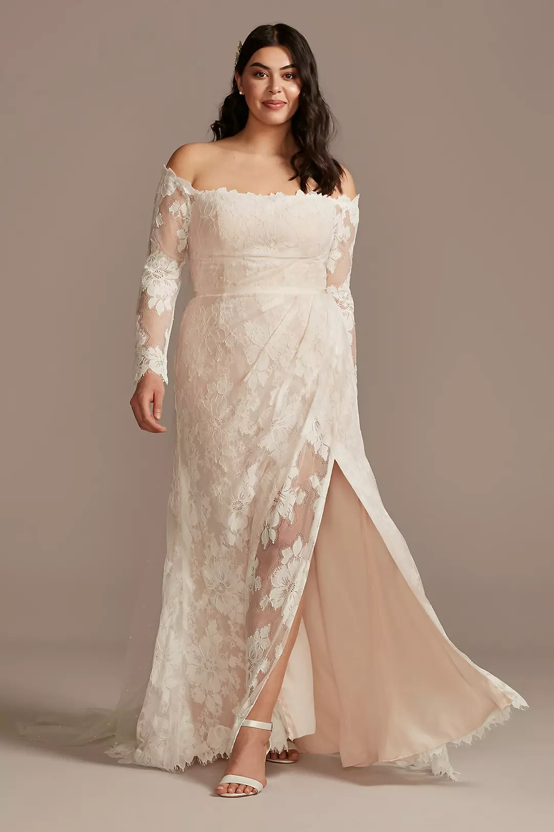 As Is Floral Lace Long Sleeve Plus Wedding Dress - Image 2