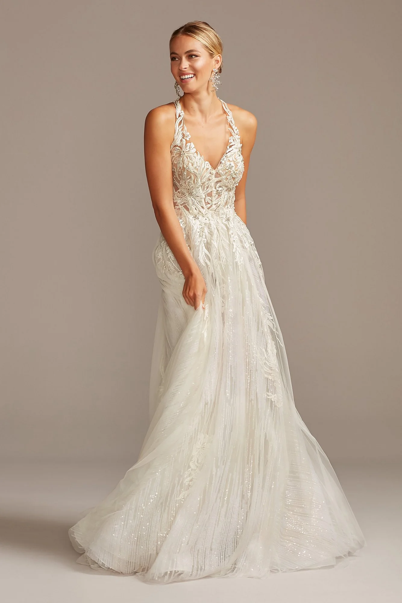 As Is Floral Open Back Halter Wedding Dress