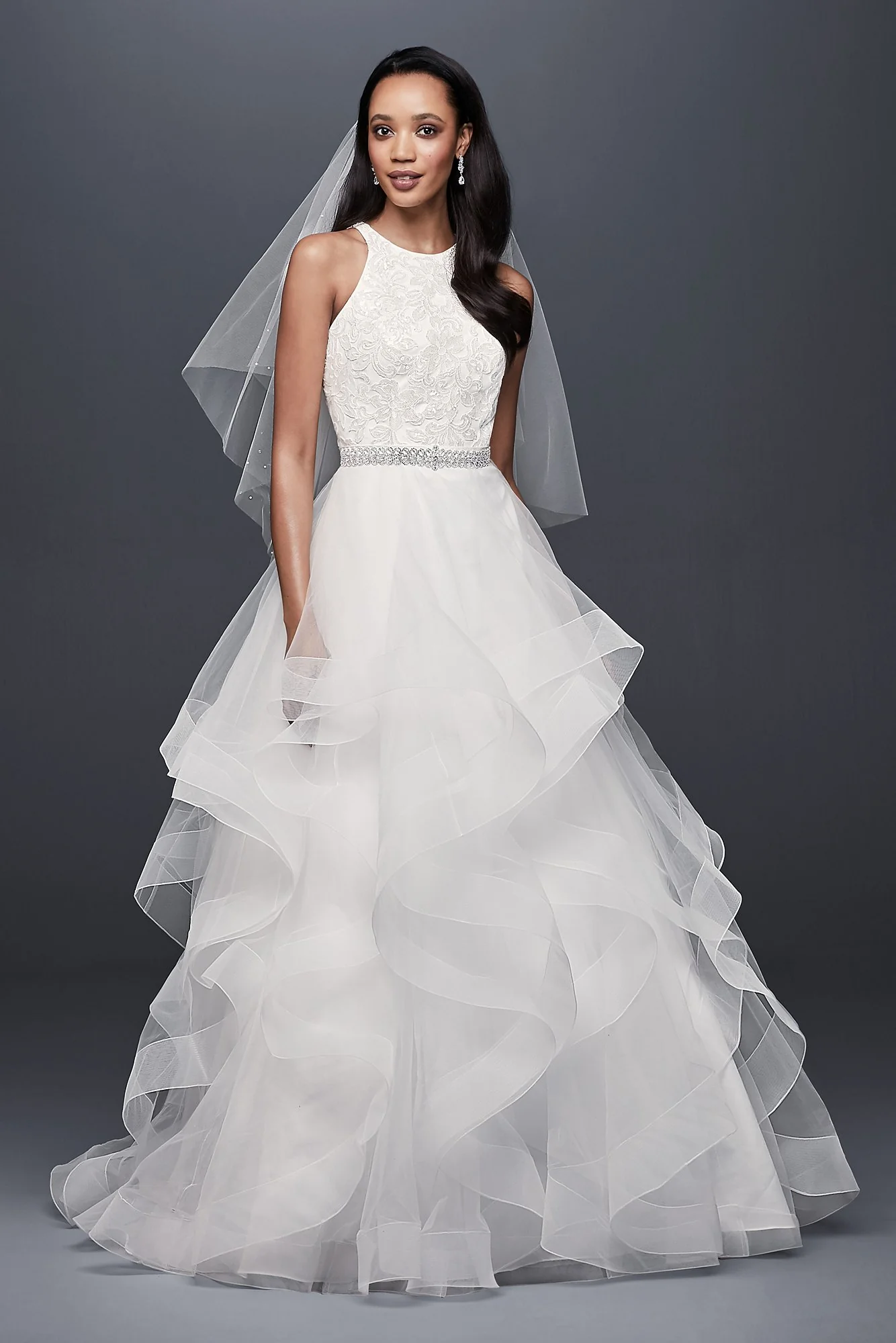 As-Is Floral Sequin Ball Gown with Horsehair Trim