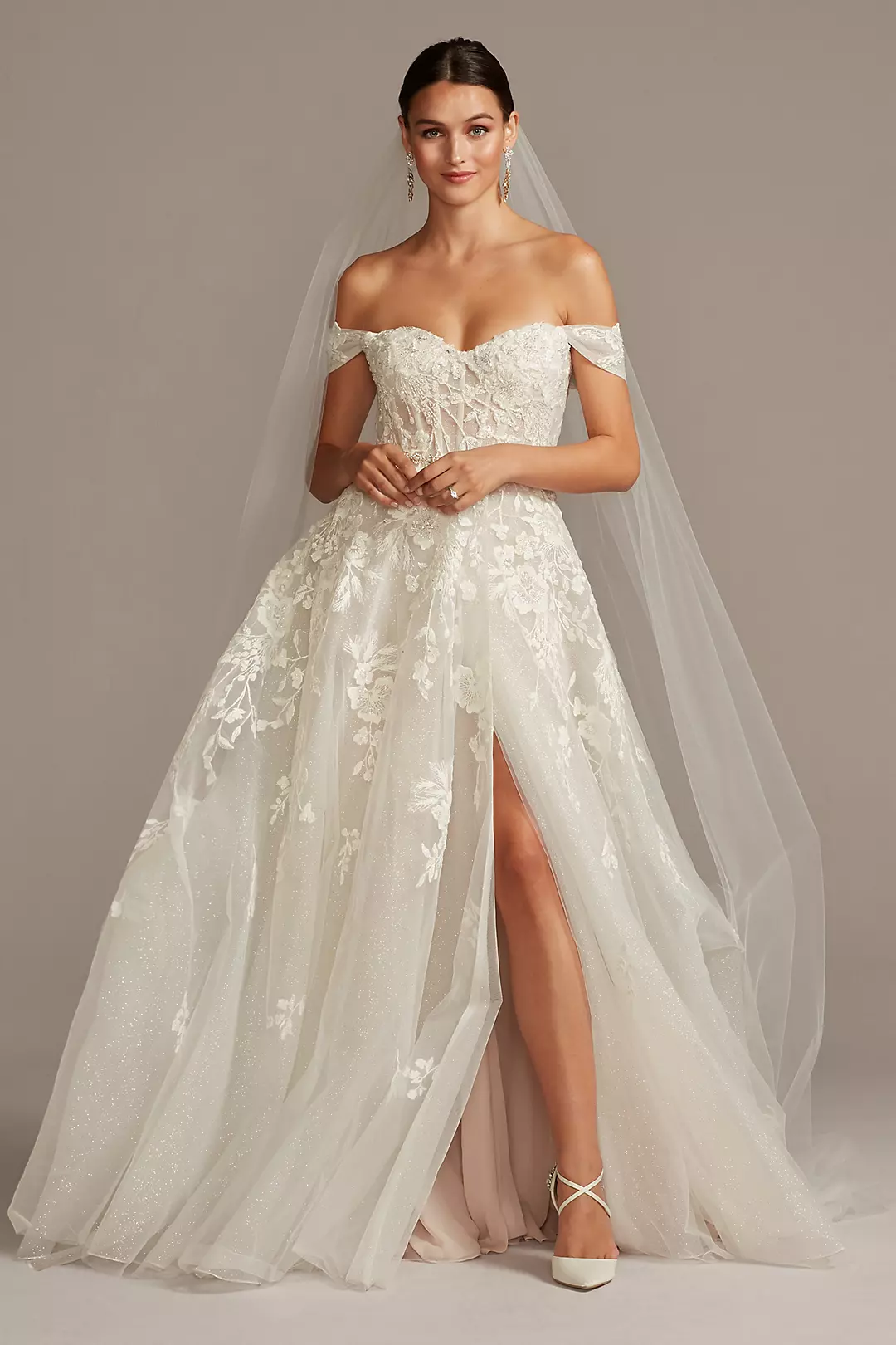 As Is Floral Wedding Dress with Removable Sleeves - Image 5