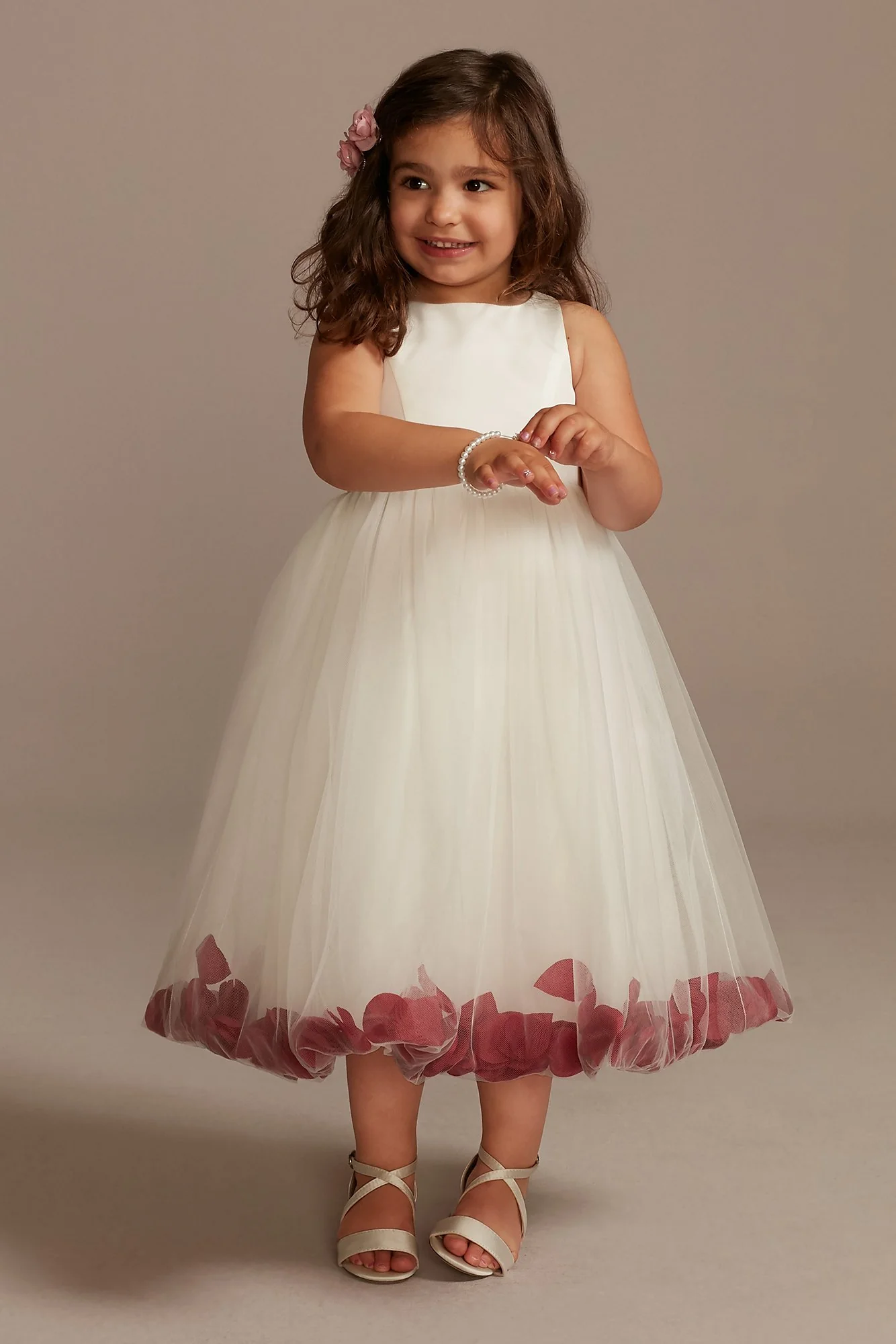 As Is Flower Girl Dress with Colored Petals - Image 2