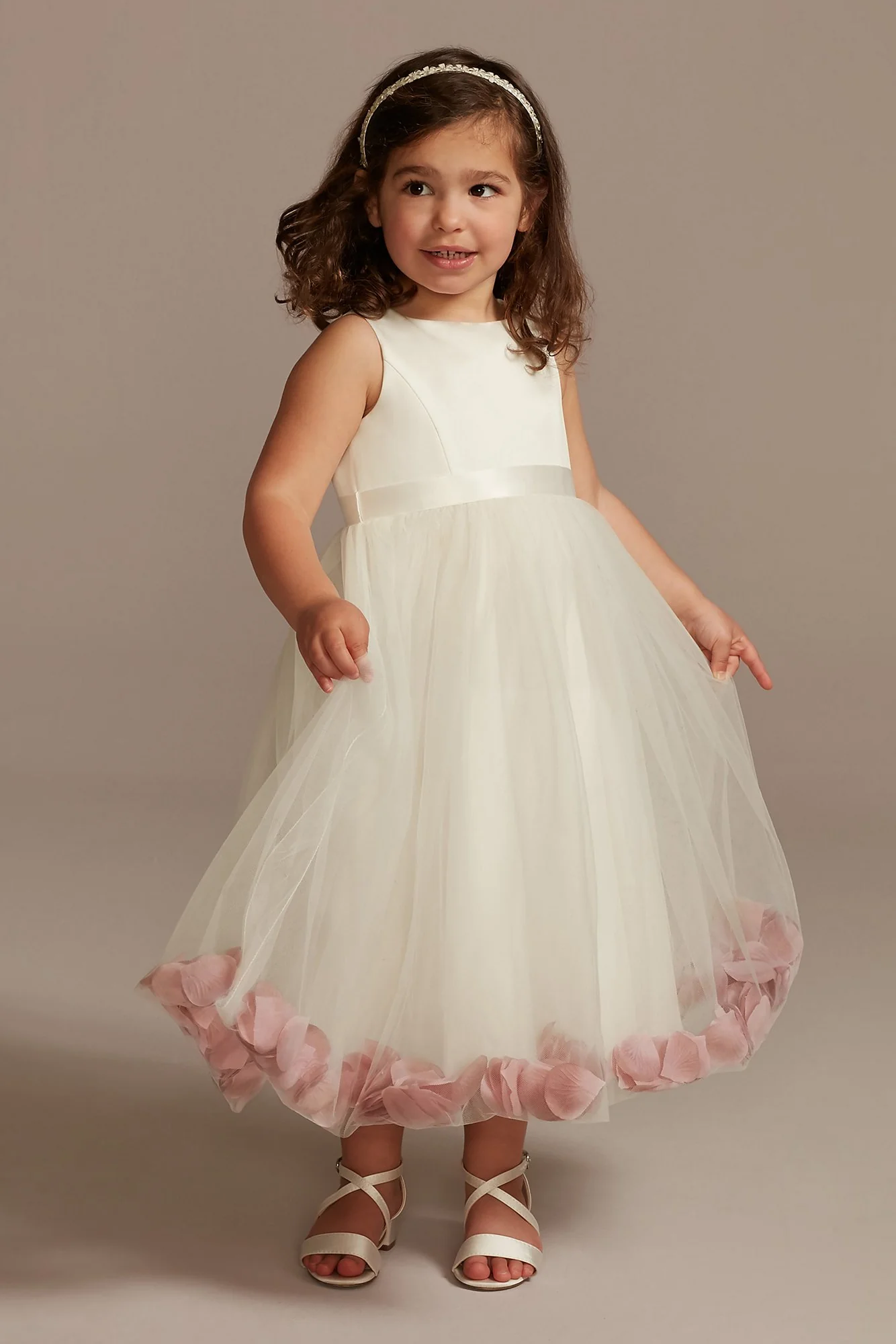 As Is Flower Girl Dress with Colored Petals - Image 4