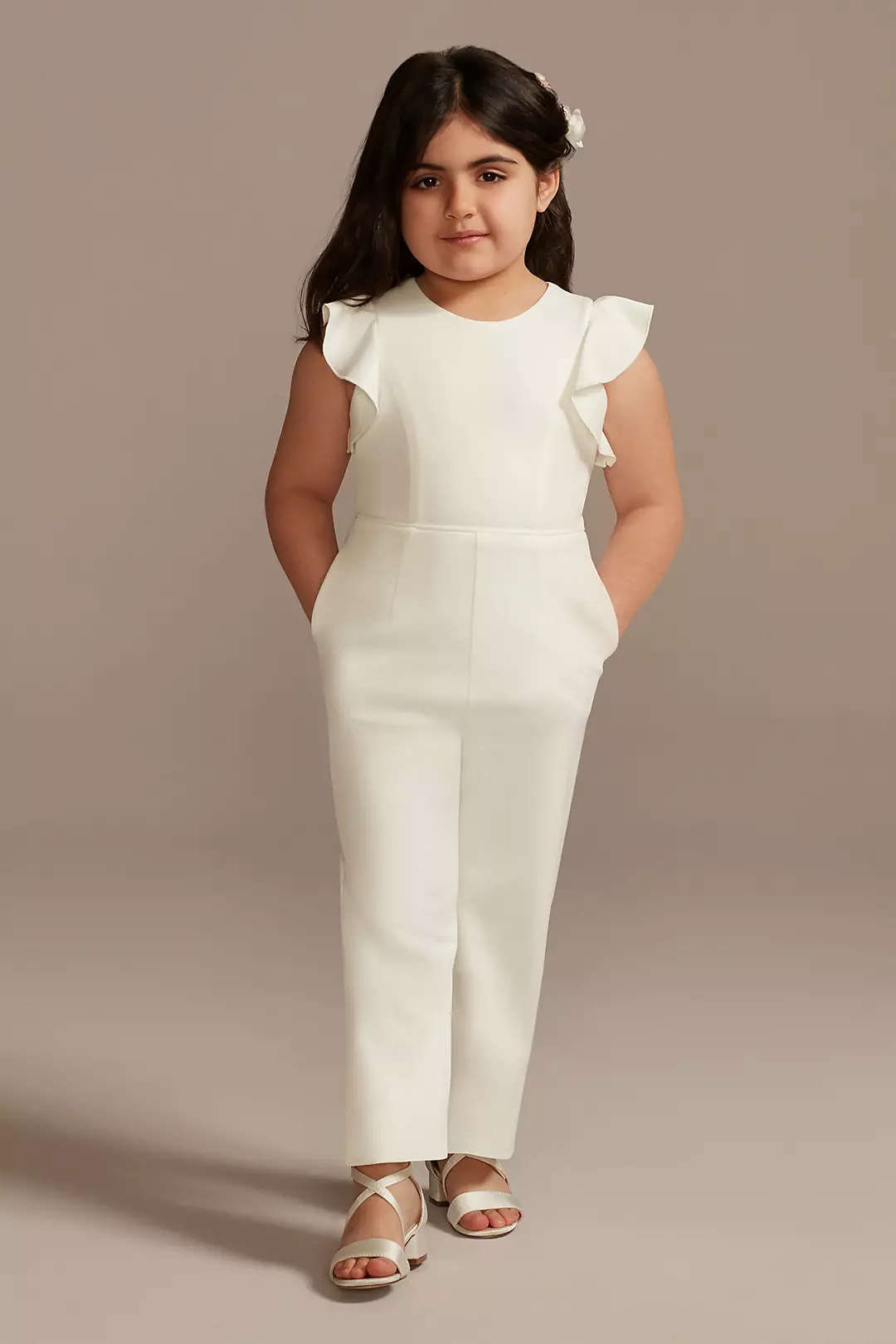 As Is Flutter Sleeve Crepe Flower Girl Jumpsuit - Image 2