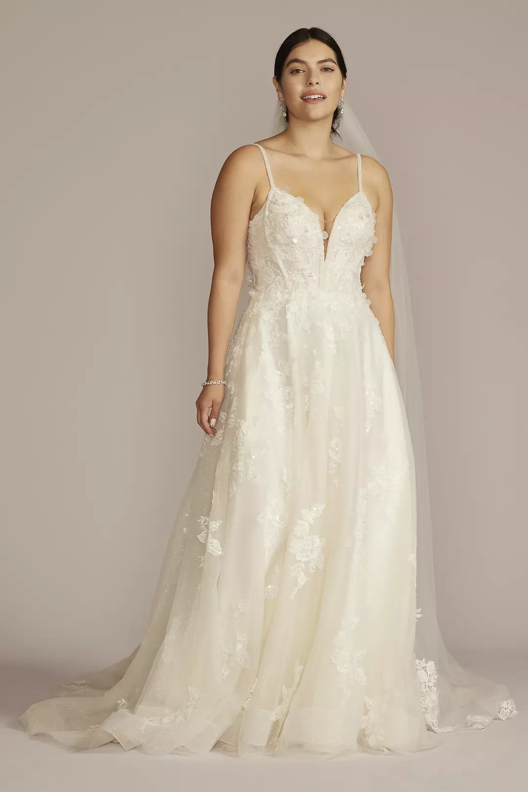 As Is Glitter Tulle Appliqued Corset Bodice - Image 3