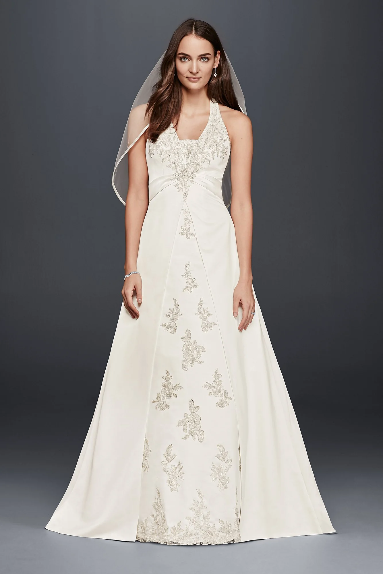 As-Is Halter A-Line Wedding Dress with Lace - Image 2