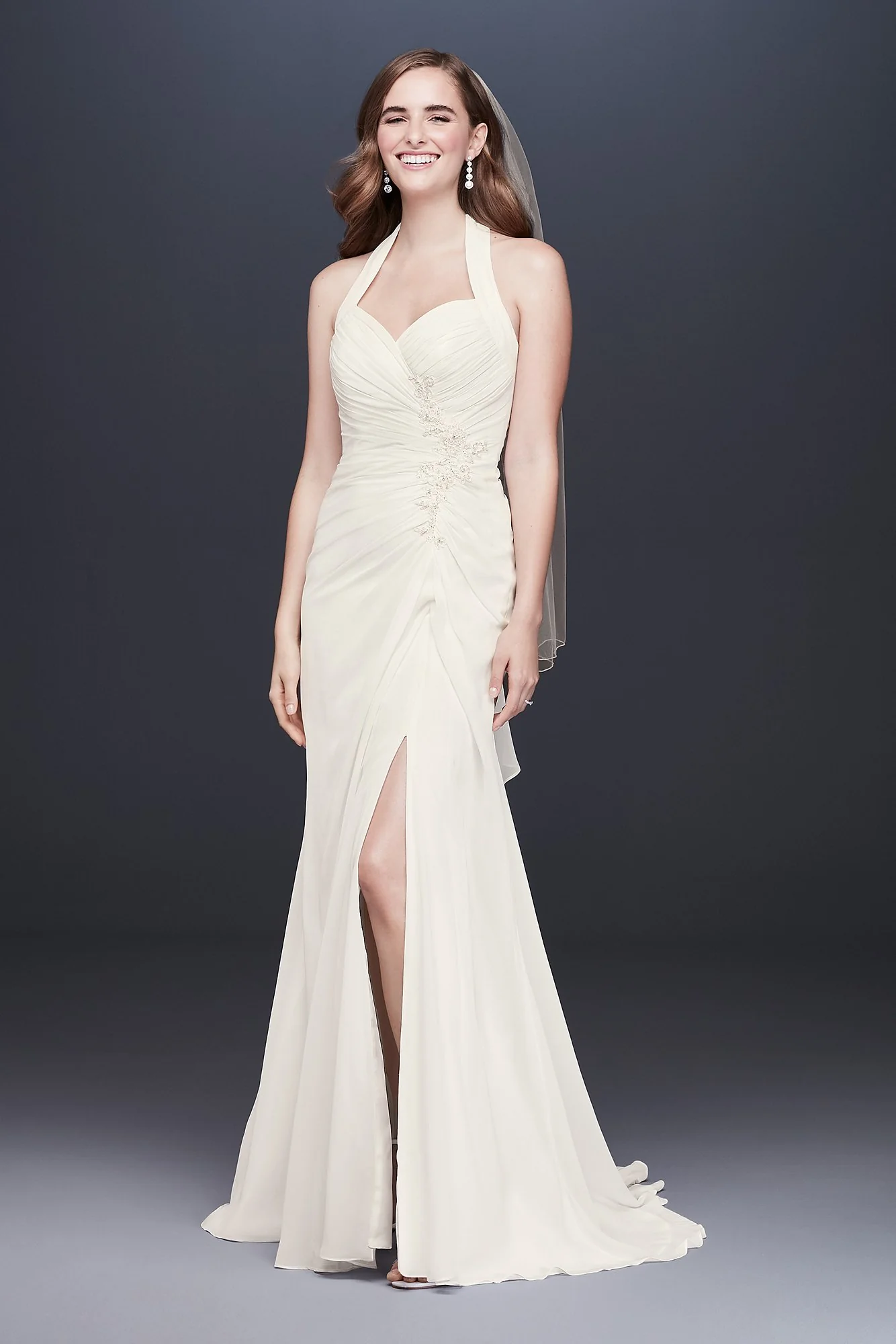As-Is Halter Pleated Sheath Wedding Dress - Image 2