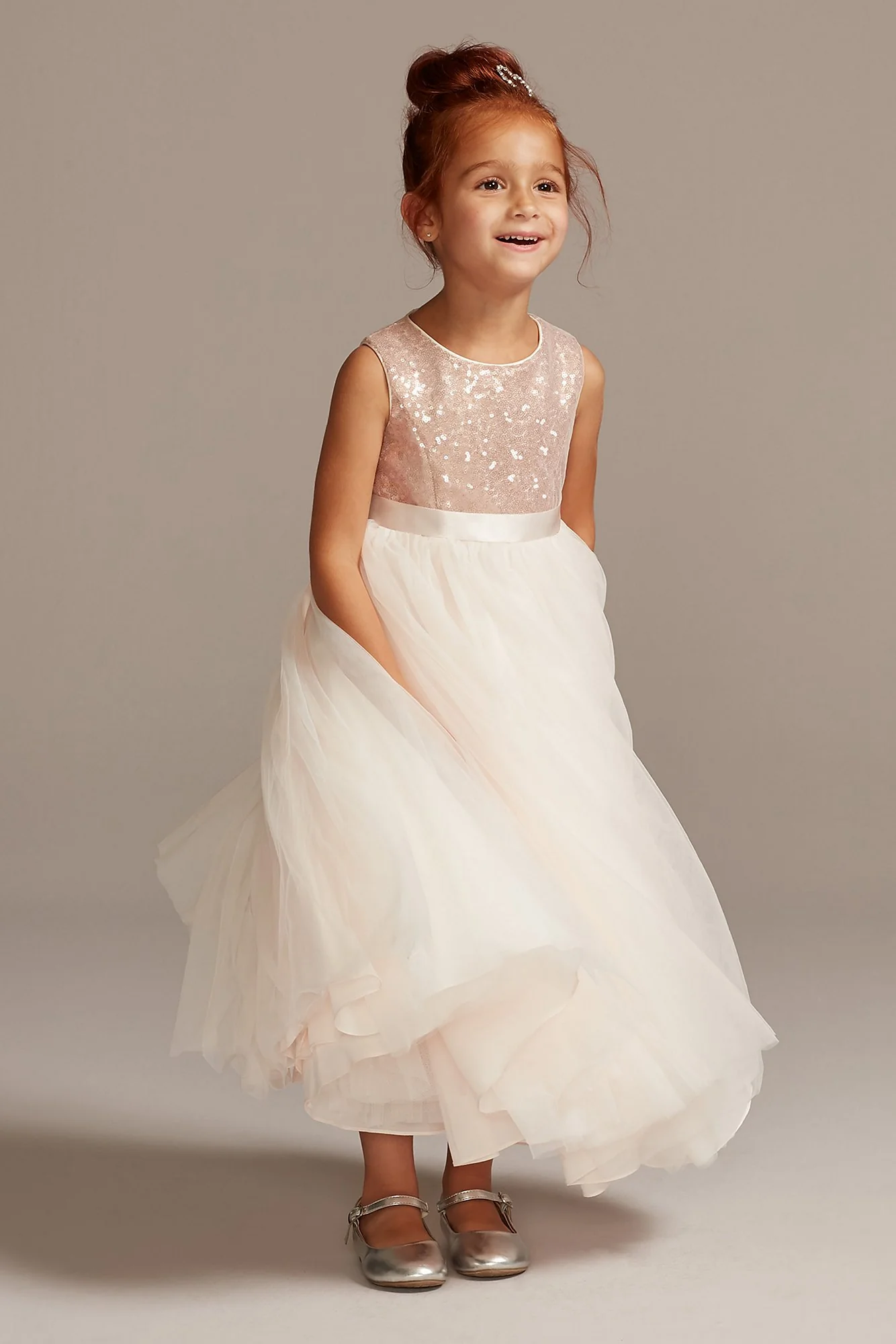 As Is Heart Back Sequin and Tulle Flower Girl Gown - Image 2