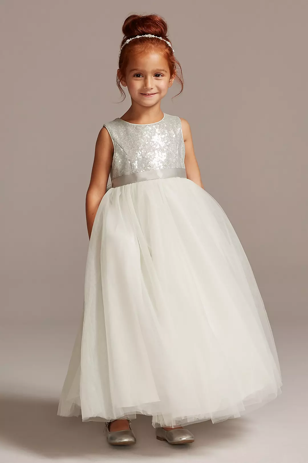 As Is Heart Back Sequin and Tulle Flower Girl Gown - Image 3