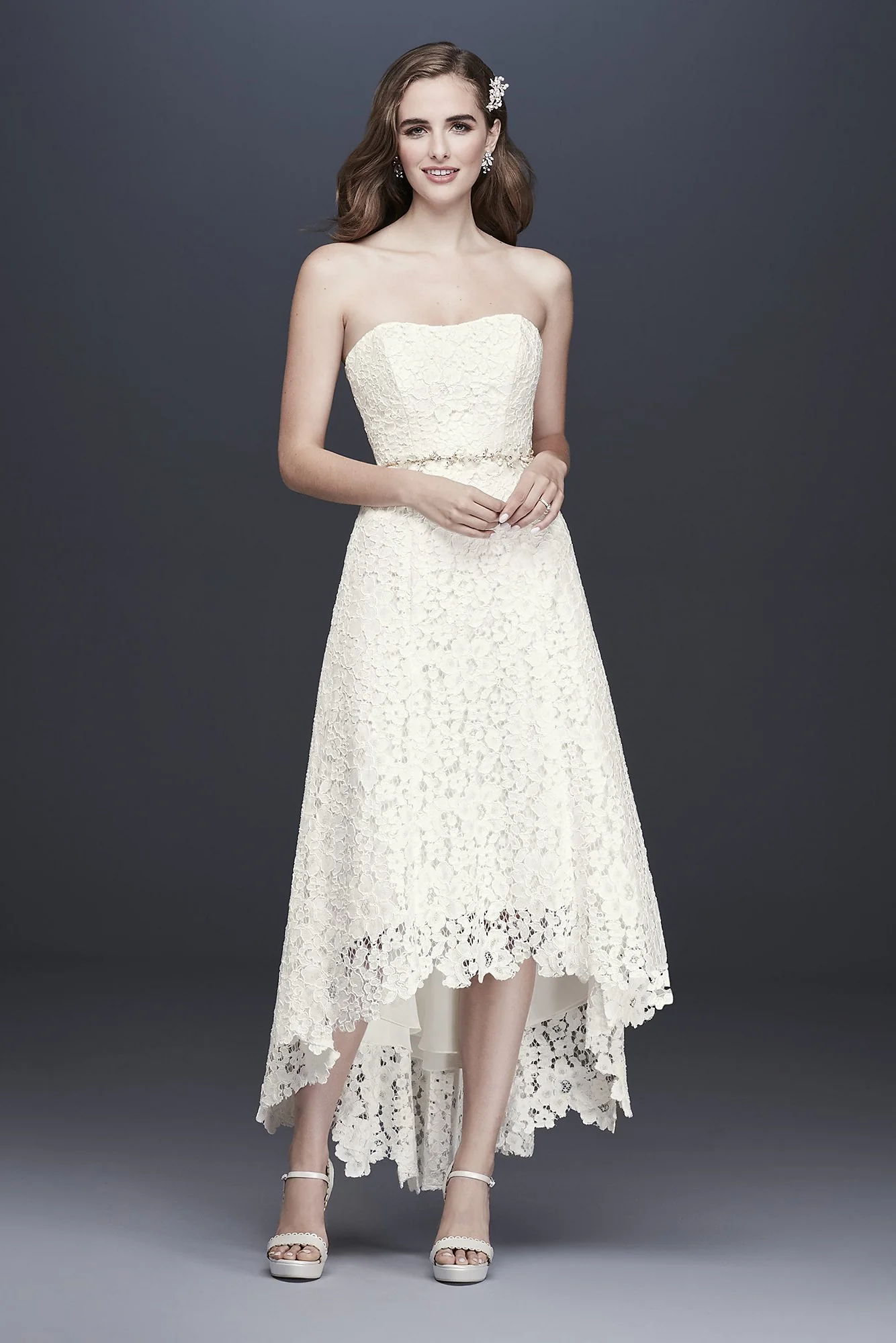 As-Is High-Low Corded Lace Wedding Dress