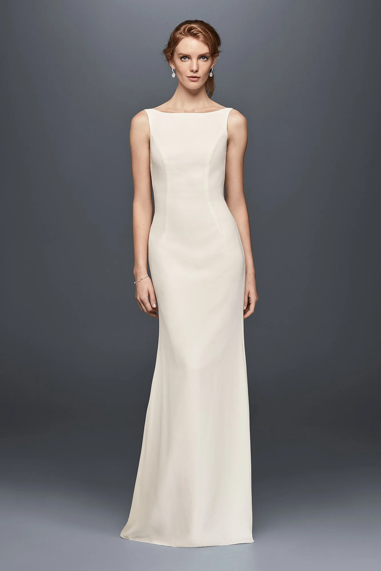 As-Is High-Neck Crepe Wedding Dress