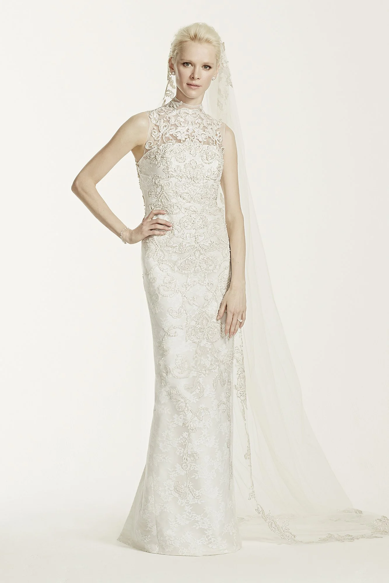 As-Is High Neck Lace Wedding Dress - Image 2
