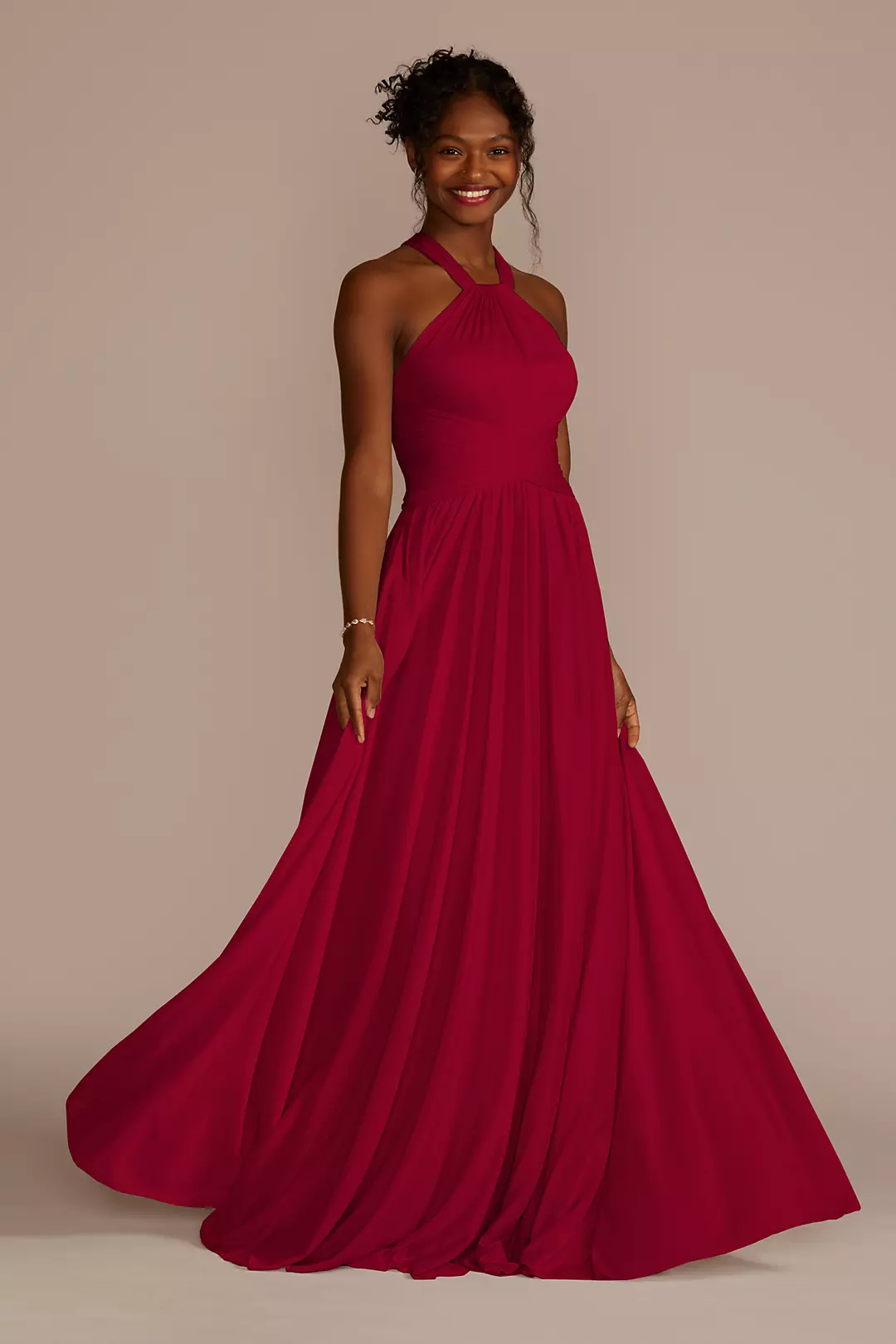 As is High-Neck Mesh Dress with Full Skirt - Image 4