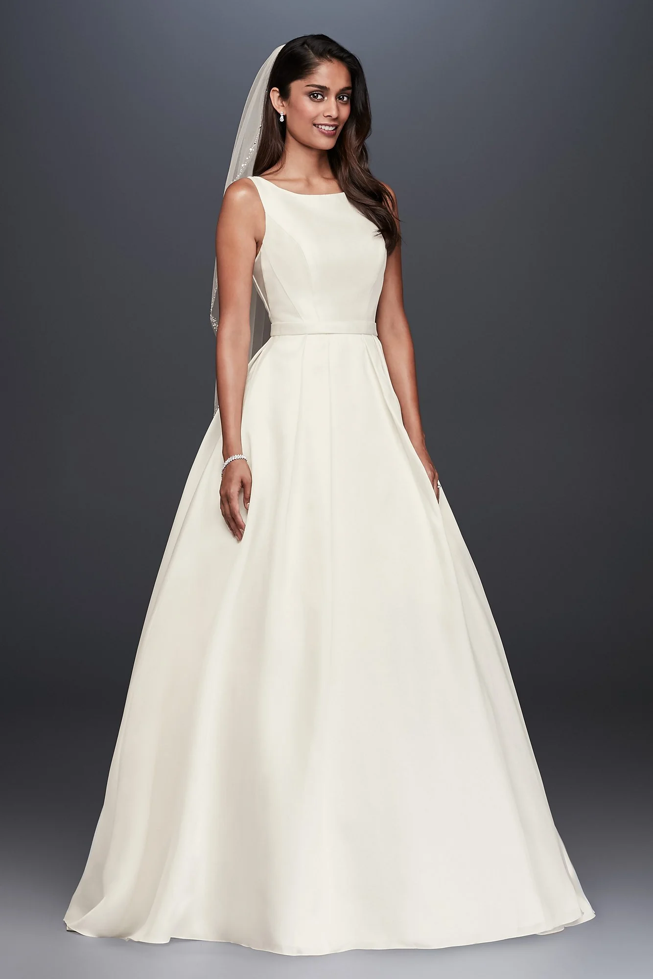 As-Is High-Neck Mikado Ball Gown Wedding Dress