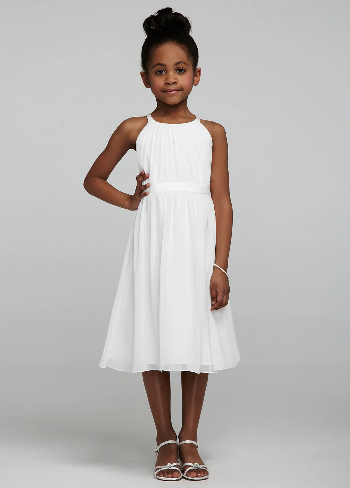 As Is High-Neck Tea Length Flower Girl Dress - Image 3